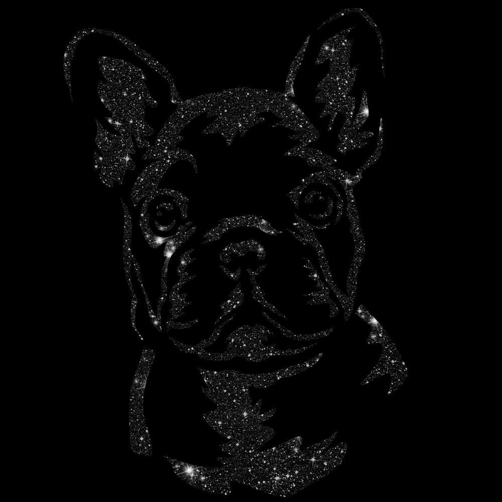 Glitzerdeals Bügelbild Glitzer Französiche Bulldogge Frenchie Aufbügler Französiche Bulldogge Glitzerbild zum Aufbügeln Glitzerflex Frenchie Bling