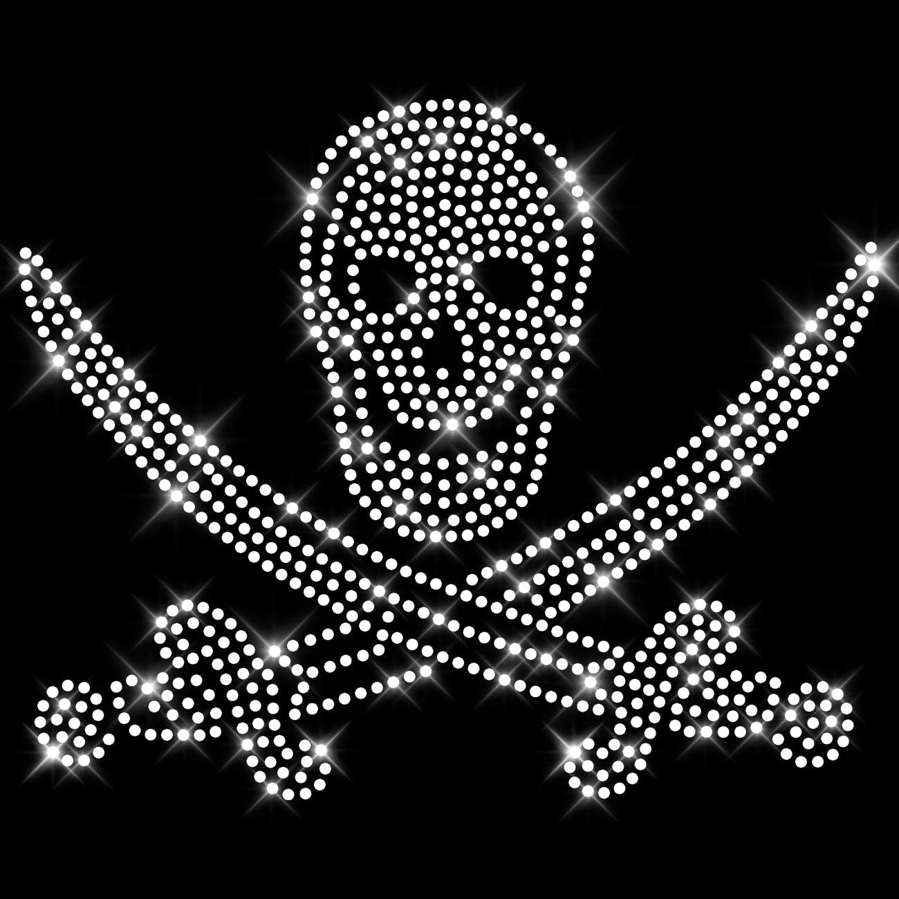 Glitzerdeals Bügelbild Strass Pirat mit Säbel Karneval Strassmotiv zum Aufbügeln Pirat Bügelmotiv Totenkopf Strass Aufbügler Pirat