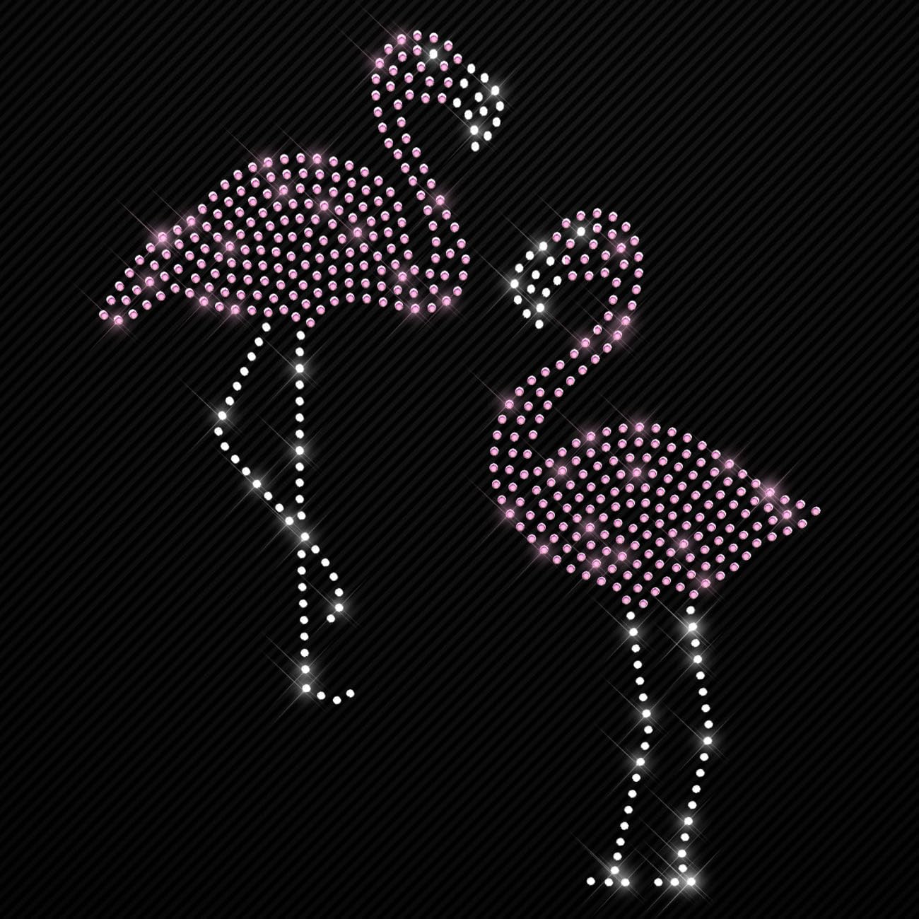 Glitzerdeals Bügelbild Strass Flamingo kristall altrosa Flamingos 2er Set Strassmotiv zum Aufbügeln Flamingo Bügelmotiv Flamingos Strass Aufbügler Flamingo