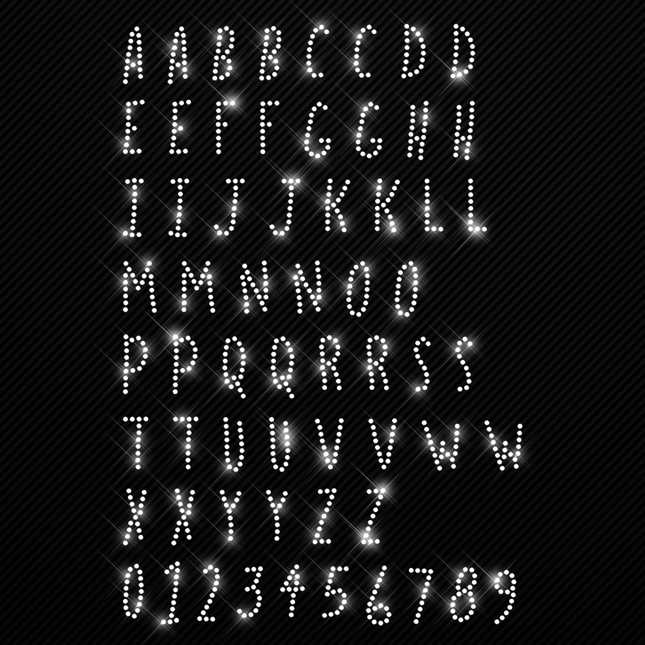 Glitzerdeals Bügelbild Strass Buchstaben und Zahlen Alphabet Strassmotiv zum Aufbügeln Buchstaben Bügelmotiv Alphabet Strass Aufbügler Buchstaben