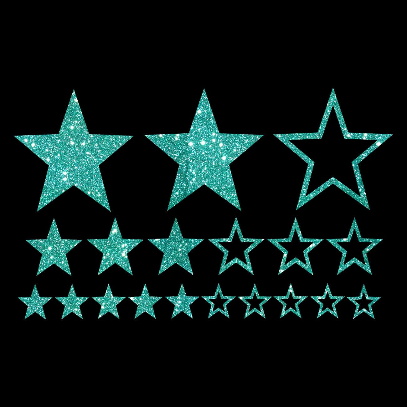 Glitzerdeals Bügelbild Glitzer Sterne im Set Glitzerbild zum Aufbügeln Sterne Glitzerflex Stern Bling Aufbügler Sterne