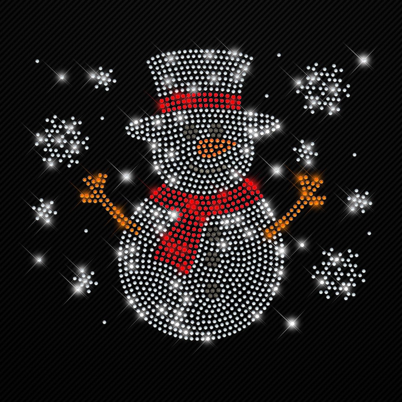 Glitzerdeals Bügelbild Strass Schneemann mit Schneeflocken Strassmotiv zum Aufbügeln Schneemann Bügelmotiv Schnee Strass Aufbügler Schneemann