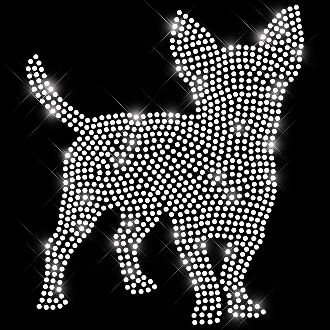 Glitzerdeals Bügelbild Strass Chihuahua Silhouette kristall Strassmotiv zum Aufbügeln Chihuahua Bügelmotiv Hund Strass Aufbügler Chihuahua