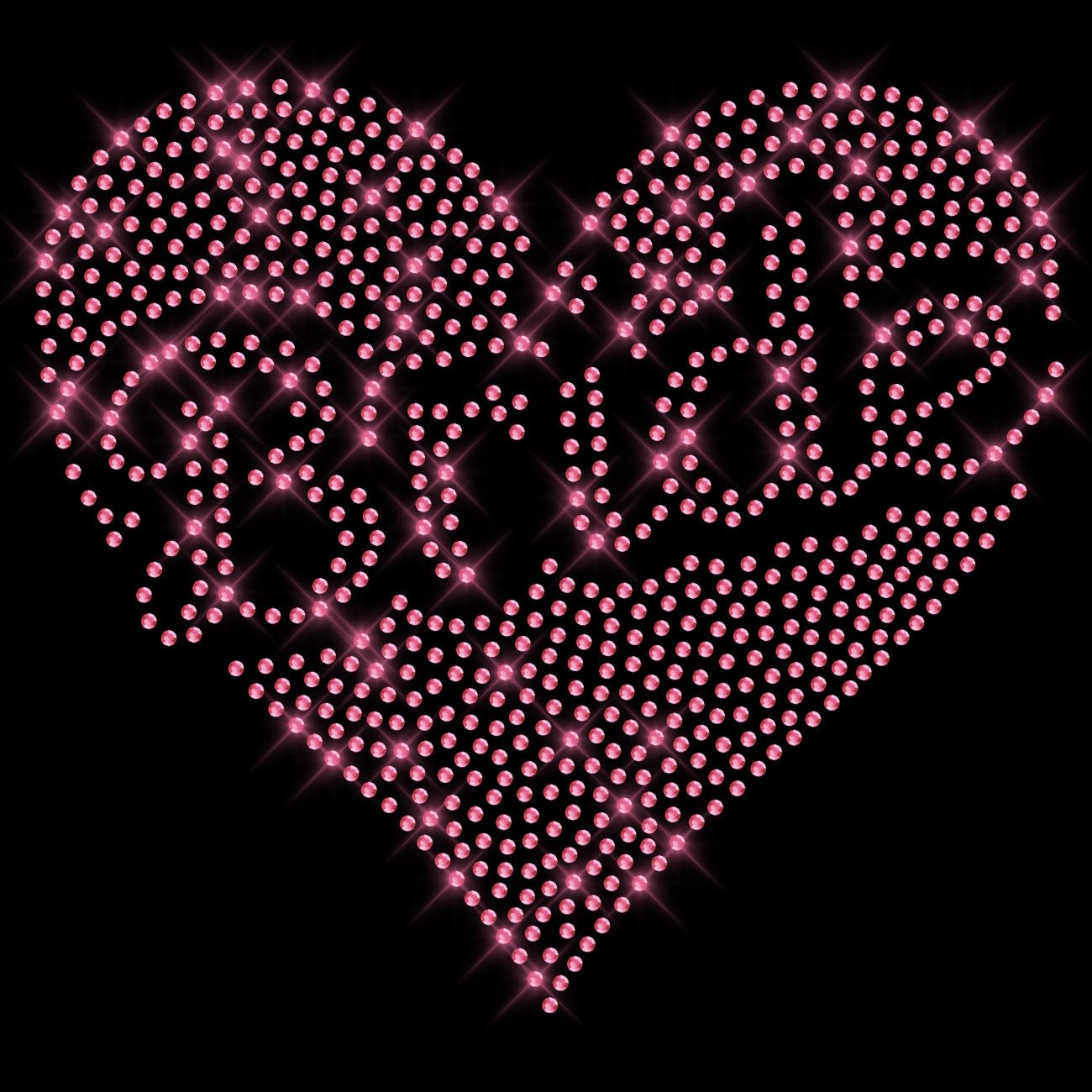 Glitzerdeals Bügelbild Strass Braut Herz Schriftzug Bride pink Strassmotiv zum Aufbügeln Braut Bügelmotiv JGA Aufbügler Junggesellinnenabschied