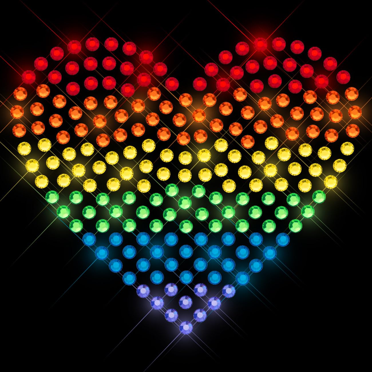 Glitzerdeals Bügelbild Strass Regenbogen Herz Pride LGBTQ rainbow heart Strassmotiv zum Aufbügeln Herz Bügelmotiv Regenbogenherz Strass Aufbügler Herz