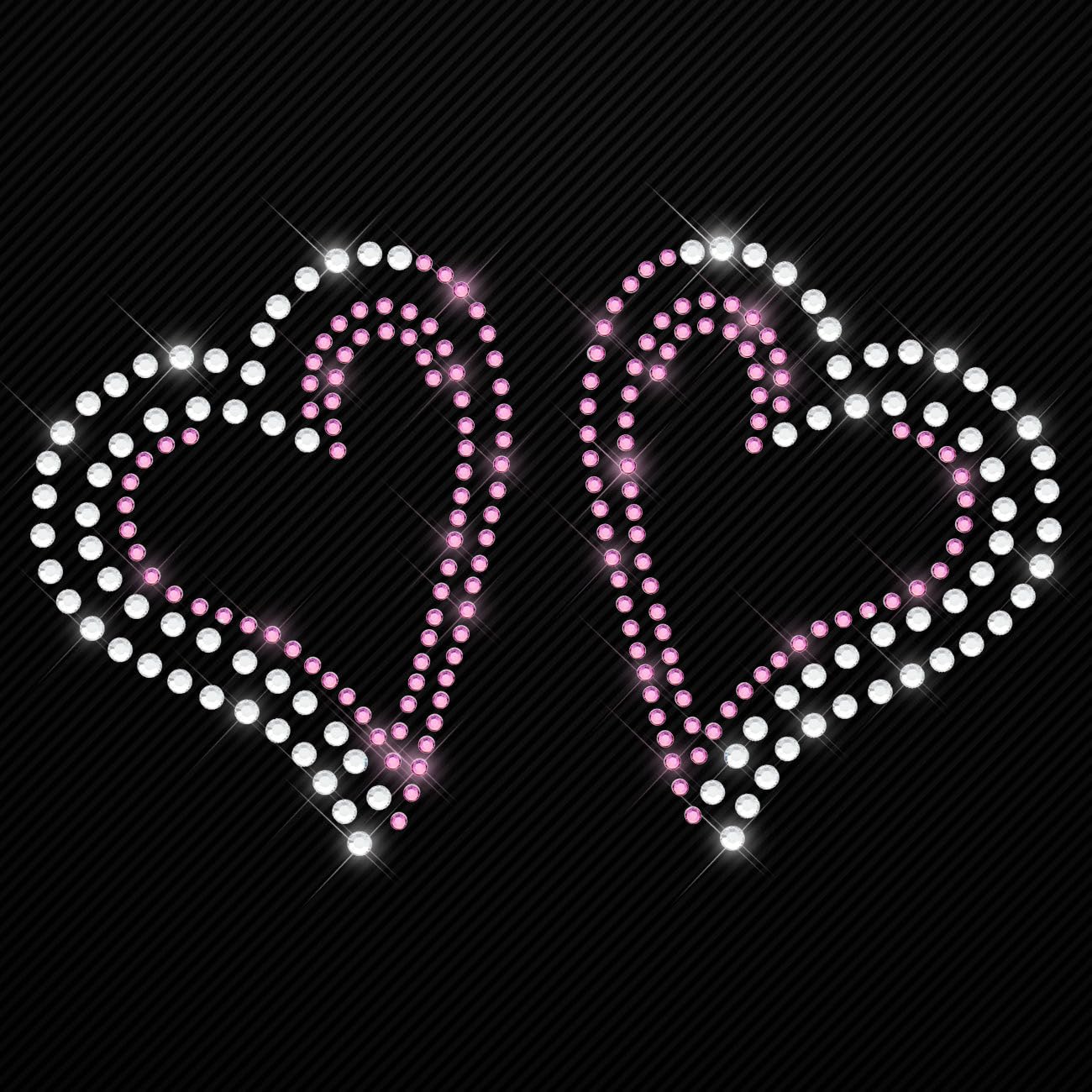 Glitzerdeals Bügelbild Strass Herzen zum Aufbügeln kristall und altrosa Strassmotiv zum Aufbügeln Herz Bügelmotiv Herzen Strass Aufbügler Herz