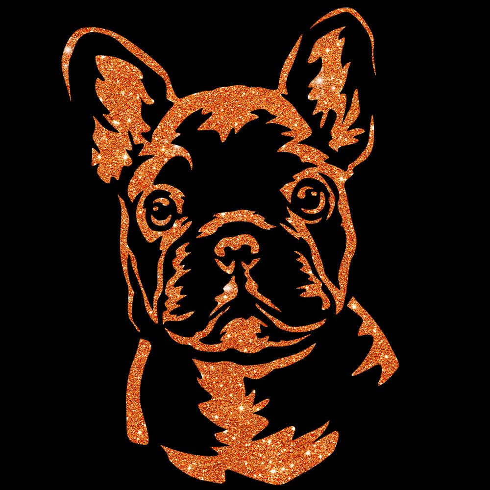 Glitzerdeals Bügelbild Glitzer Französiche Bulldogge Frenchie Aufbügler Französiche Bulldogge Glitzerbild zum Aufbügeln Glitzerflex Frenchie Bling