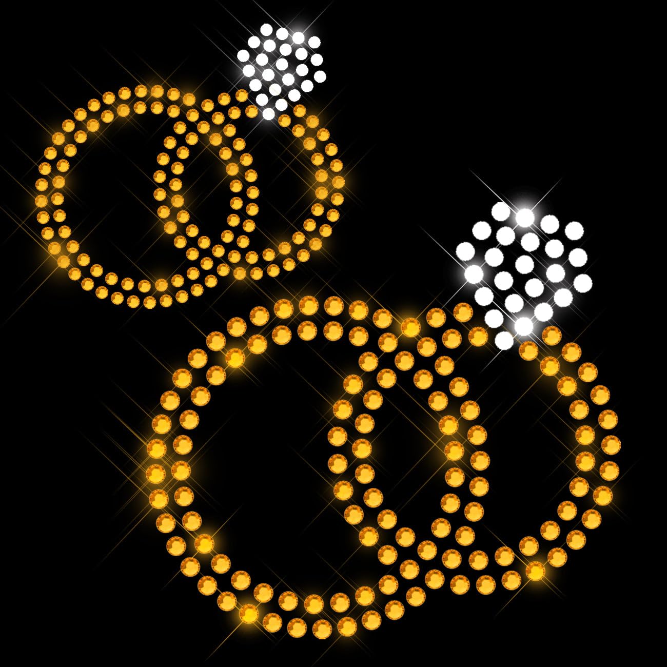 Glitzerdeals Bügelbild Strass JGA Ringe Braut 2er Pack Just Marrield Strassmotiv zum Aufbügeln Braut Bügelmotiv Junggesellenabschied Strass Aufbügler Braut