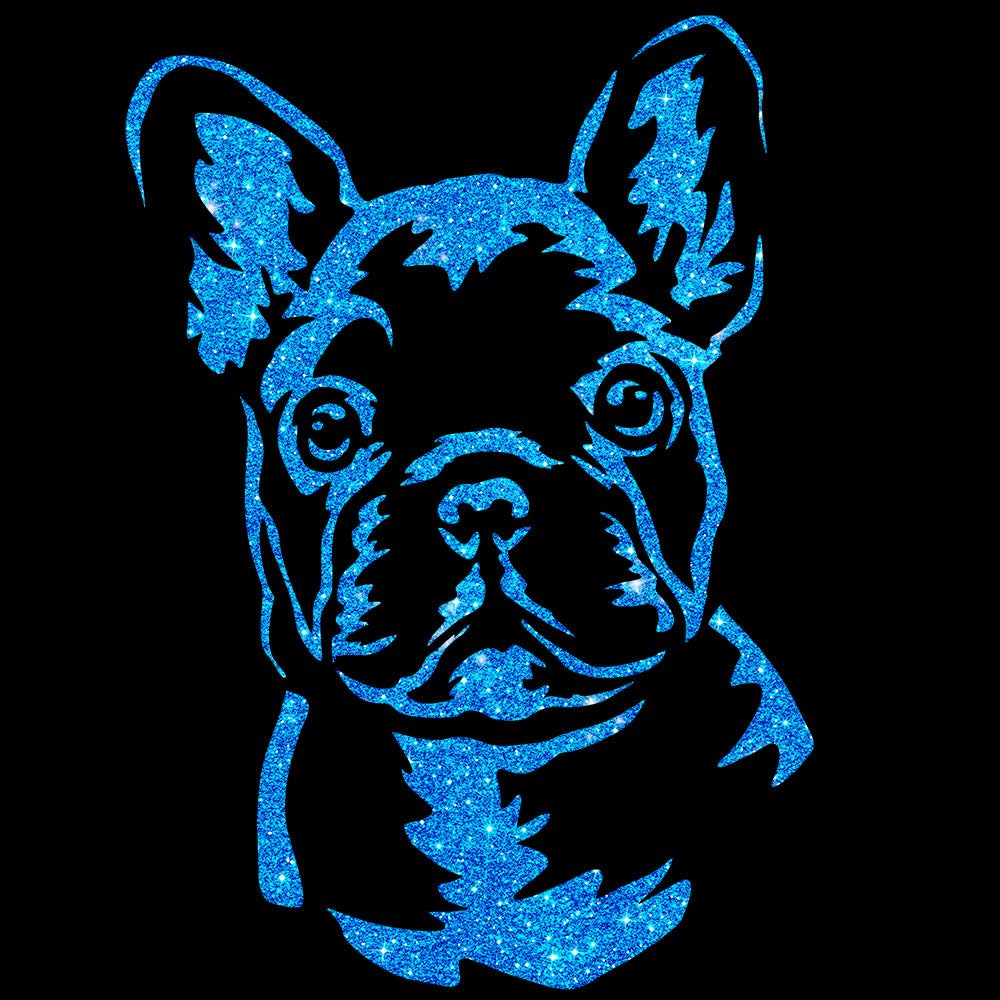 Glitzerdeals Bügelbild Glitzer Französiche Bulldogge Frenchie Aufbügler Französiche Bulldogge Glitzerbild zum Aufbügeln Glitzerflex Frenchie Bling