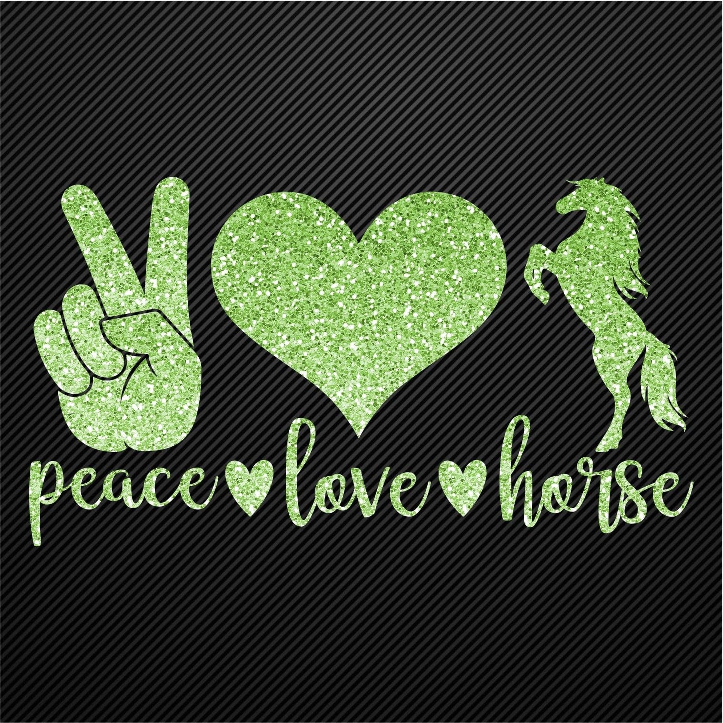 Glitzerdeals Bügelbild Glitzer Peace Love Horse Glitzerbild zum Aufbügeln Pferd Glitzerflex Pferde Bling Aufbügler Pferd