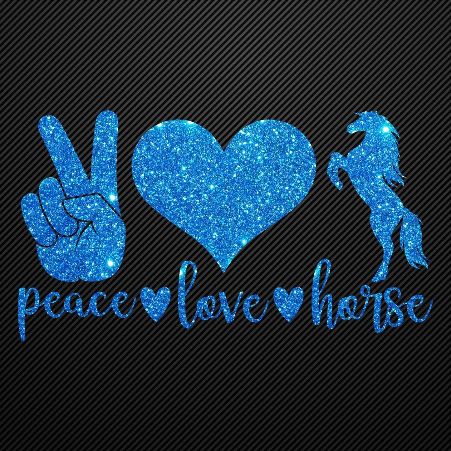 Glitzerdeals Bügelbild Glitzer Peace Love Horse Glitzerbild zum Aufbügeln Pferd Glitzerflex Pferde Bling Aufbügler Pferd