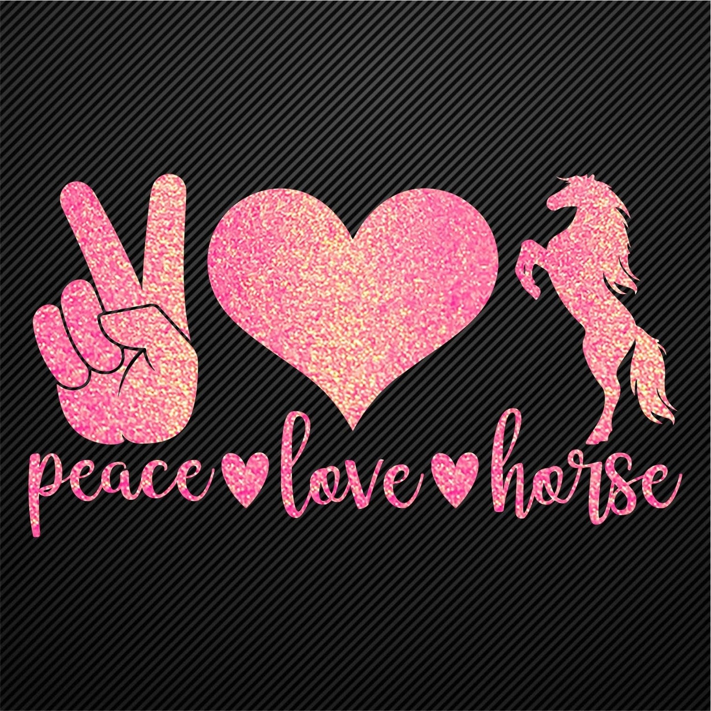 Glitzerdeals Bügelbild Glitzer Peace Love Horse Glitzerbild zum Aufbügeln Pferd Glitzerflex Pferde Bling Aufbügler Pferd