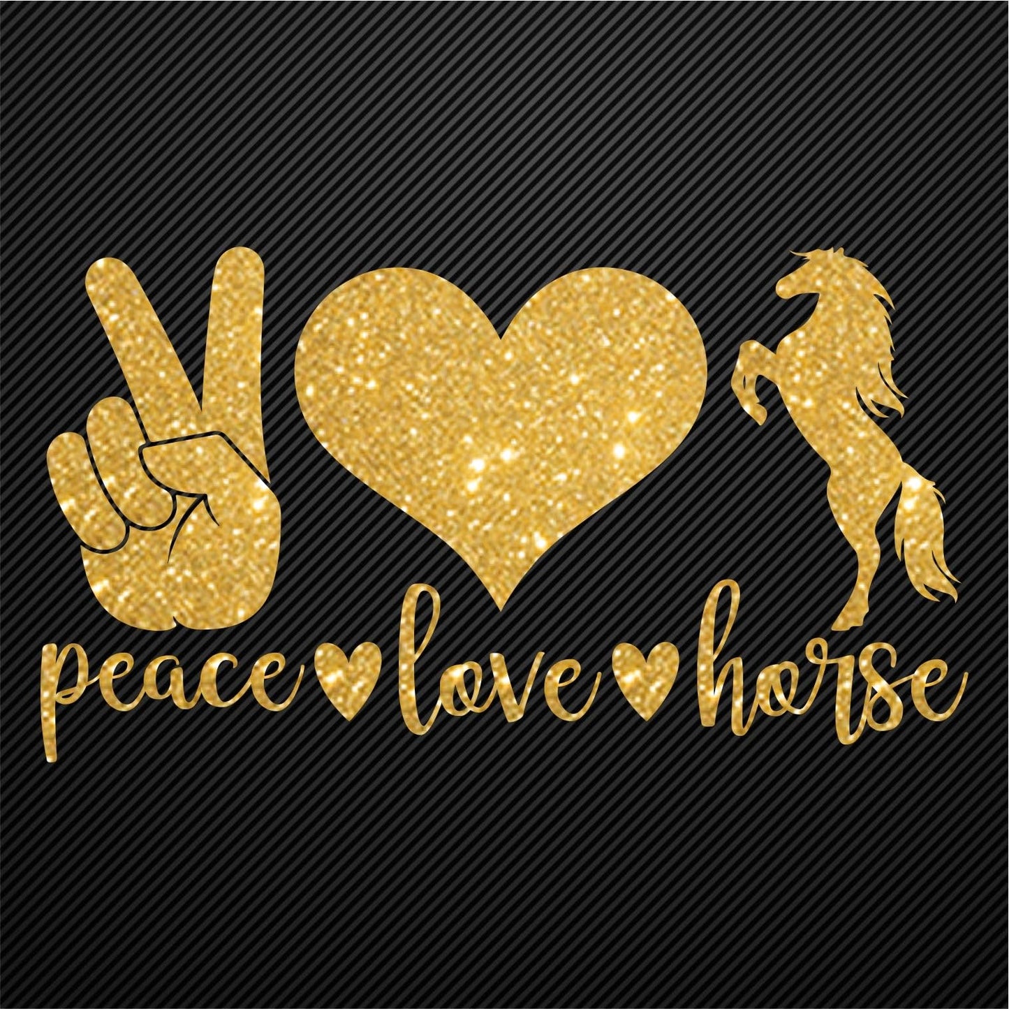 Glitzerdeals Bügelbild Glitzer Peace Love Horse Glitzerbild zum Aufbügeln Pferd Glitzerflex Pferde Bling Aufbügler Pferd