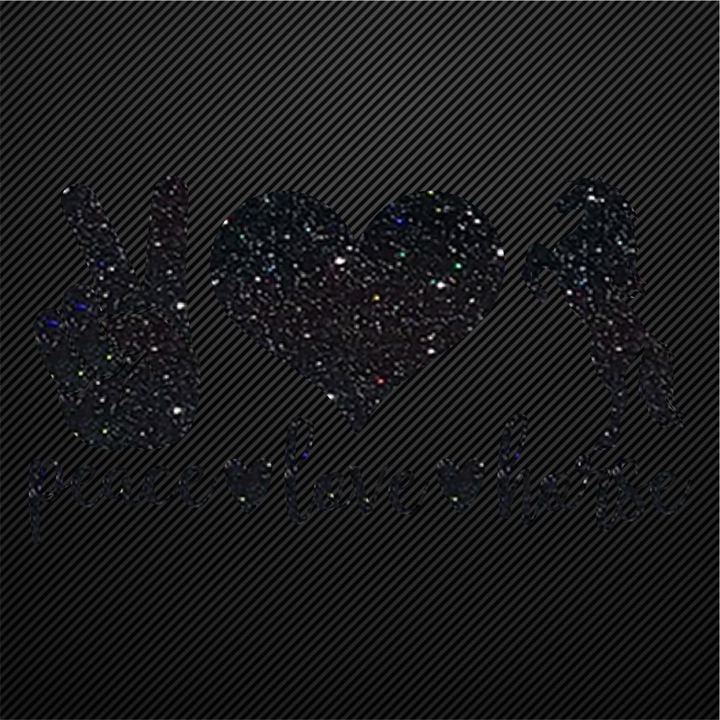 Glitzerdeals Bügelbild Glitzer Peace Love Horse Glitzerbild zum Aufbügeln Pferd Glitzerflex Pferde Bling Aufbügler Pferd