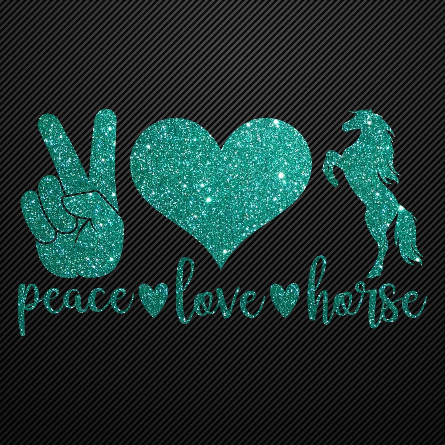 Glitzerdeals Bügelbild Glitzer Peace Love Horse Glitzerbild zum Aufbügeln Pferd Glitzerflex Pferde Bling Aufbügler Pferd