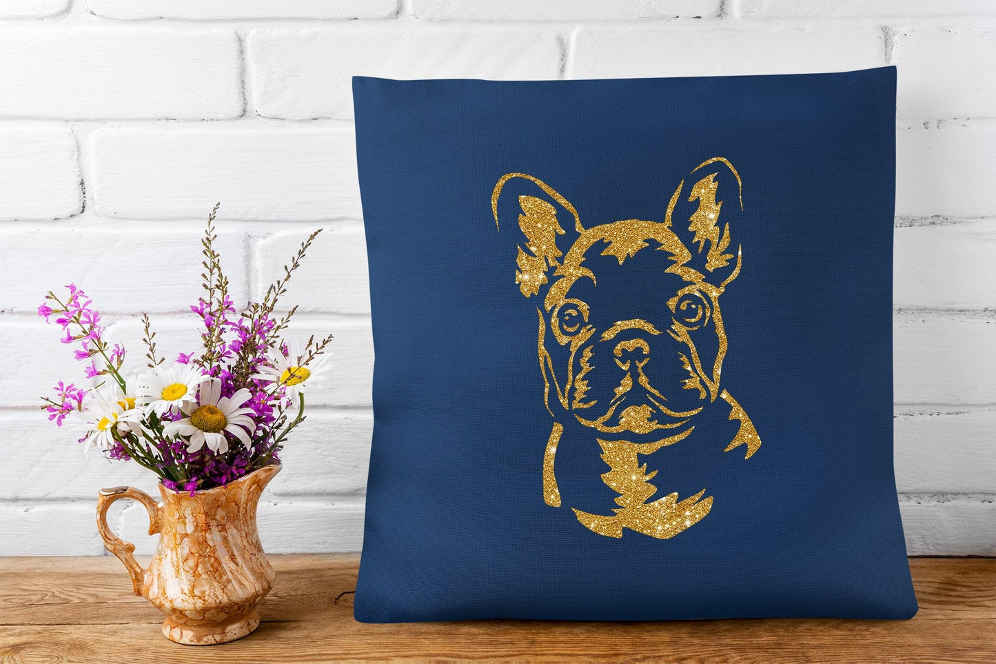 Glitzerdeals Bügelbild Glitzer Französiche Bulldogge Frenchie Aufbügler Französiche Bulldogge Glitzerbild zum Aufbügeln Glitzerflex Frenchie Bling