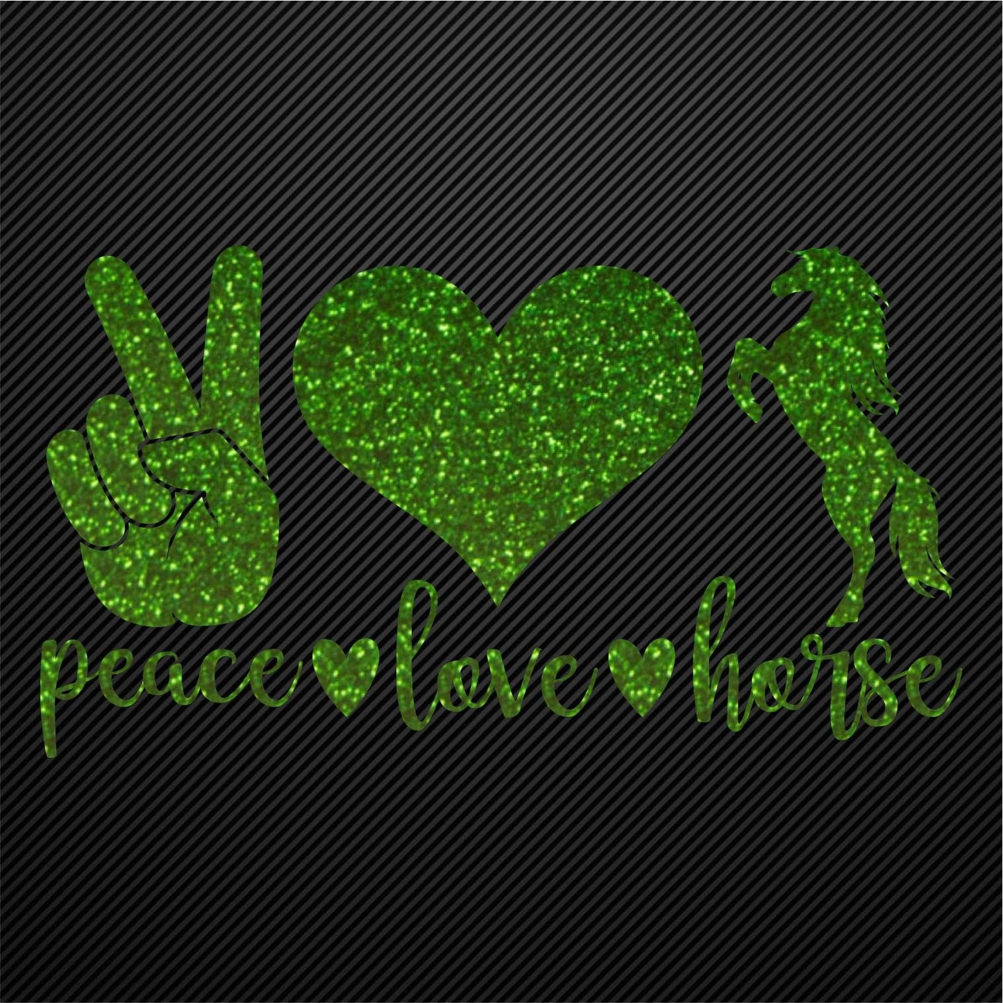 Glitzerdeals Bügelbild Glitzer Peace Love Horse Glitzerbild zum Aufbügeln Pferd Glitzerflex Pferde Bling Aufbügler Pferd