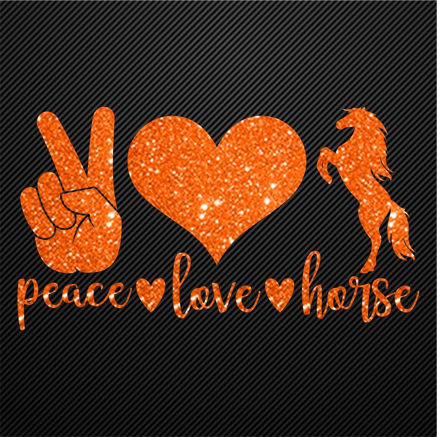 Glitzerdeals Bügelbild Glitzer Peace Love Horse Glitzerbild zum Aufbügeln Pferd Glitzerflex Pferde Bling Aufbügler Pferd