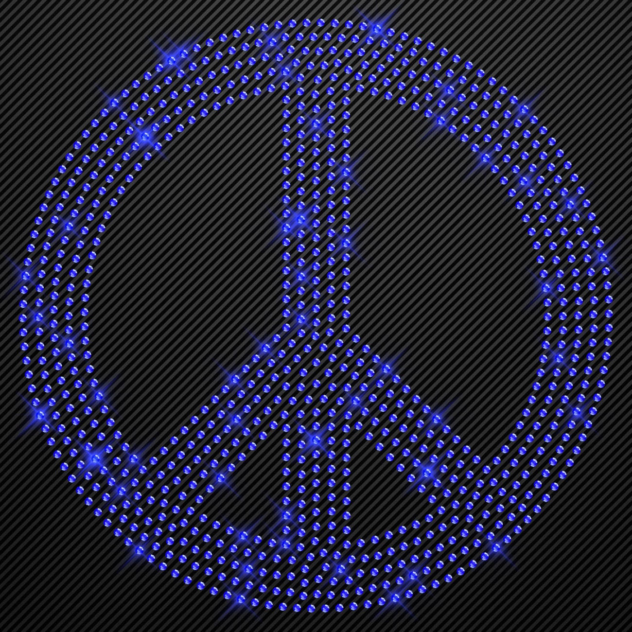 Strass Bügelbild Peace Strassmotiv zum Aufbügeln Aufbügler Peacezeichen Hotfix iron-on-rhinestone transfer Bügelmotiv Glitzer peace sign