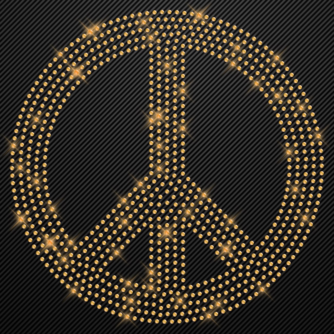 Strass Bügelbild Peace Strassmotiv zum Aufbügeln Aufbügler Peacezeichen Hotfix iron-on-rhinestone transfer Bügelmotiv Glitzer peace sign