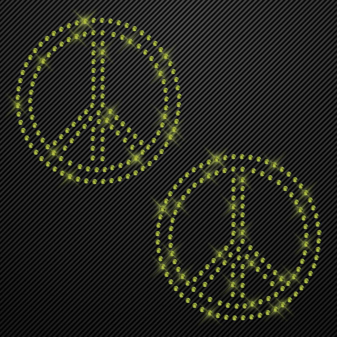 Strass Bügelbild 2 x Peace Strassmotiv zum Aufbügeln Aufbügler Peacezeichen Hotfix iron-on-rhinestone transfer Bügelmotiv Glitzer peace sign