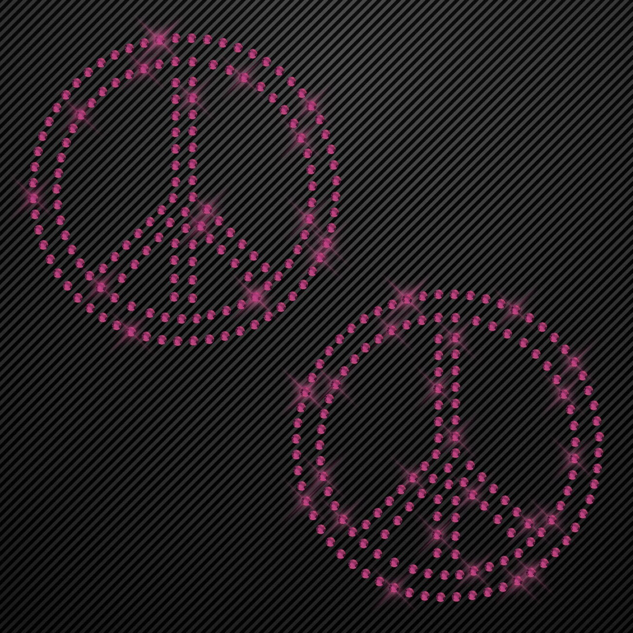 Strass Bügelbild 2 x Peace Strassmotiv zum Aufbügeln Aufbügler Peacezeichen Hotfix iron-on-rhinestone transfer Bügelmotiv Glitzer peace sign