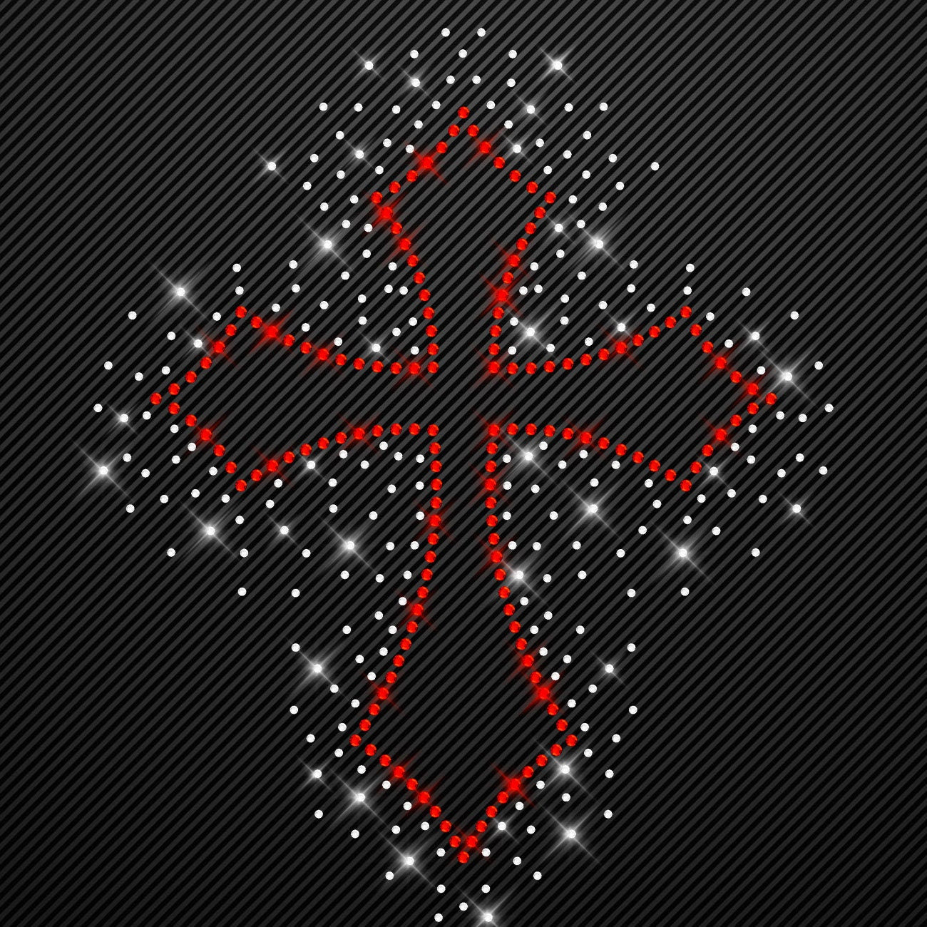 Strass Bügelbild Kreuz zweifarbig Strassmotiv zum Aufbügeln Aufbügler Bügelmotiv Glitzerbild rhinestone transfer Cross Faith Gothic Believe