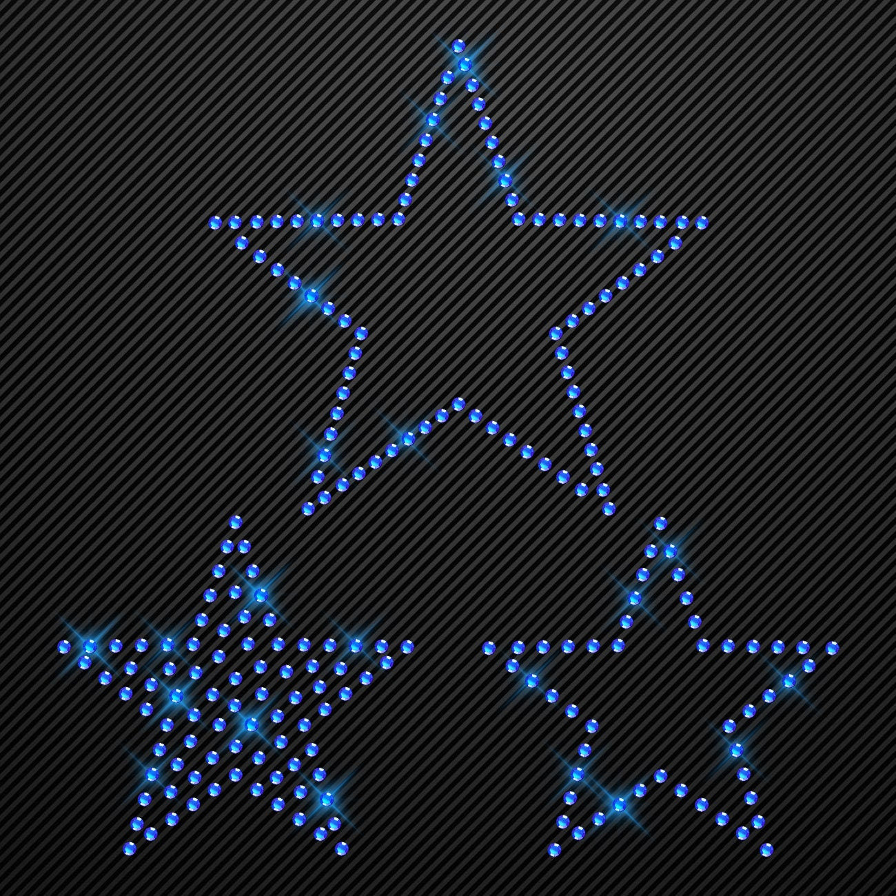 Strass Bügelbild 3 Sterne Strassmotiv zum Aufbügeln Aufbügler Sterne Hotfix iron-on-rhinestone transfer Bügelmotiv kristall Stern Glitzer