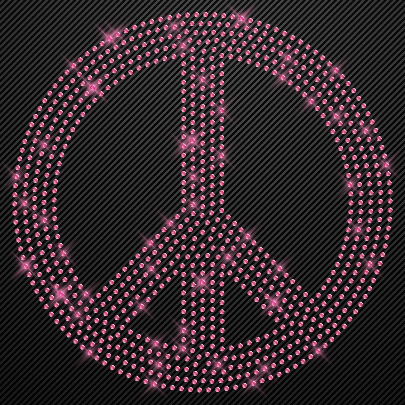 Strass Bügelbild Peace Strassmotiv zum Aufbügeln Aufbügler Peacezeichen Hotfix iron-on-rhinestone transfer Bügelmotiv Glitzer peace sign