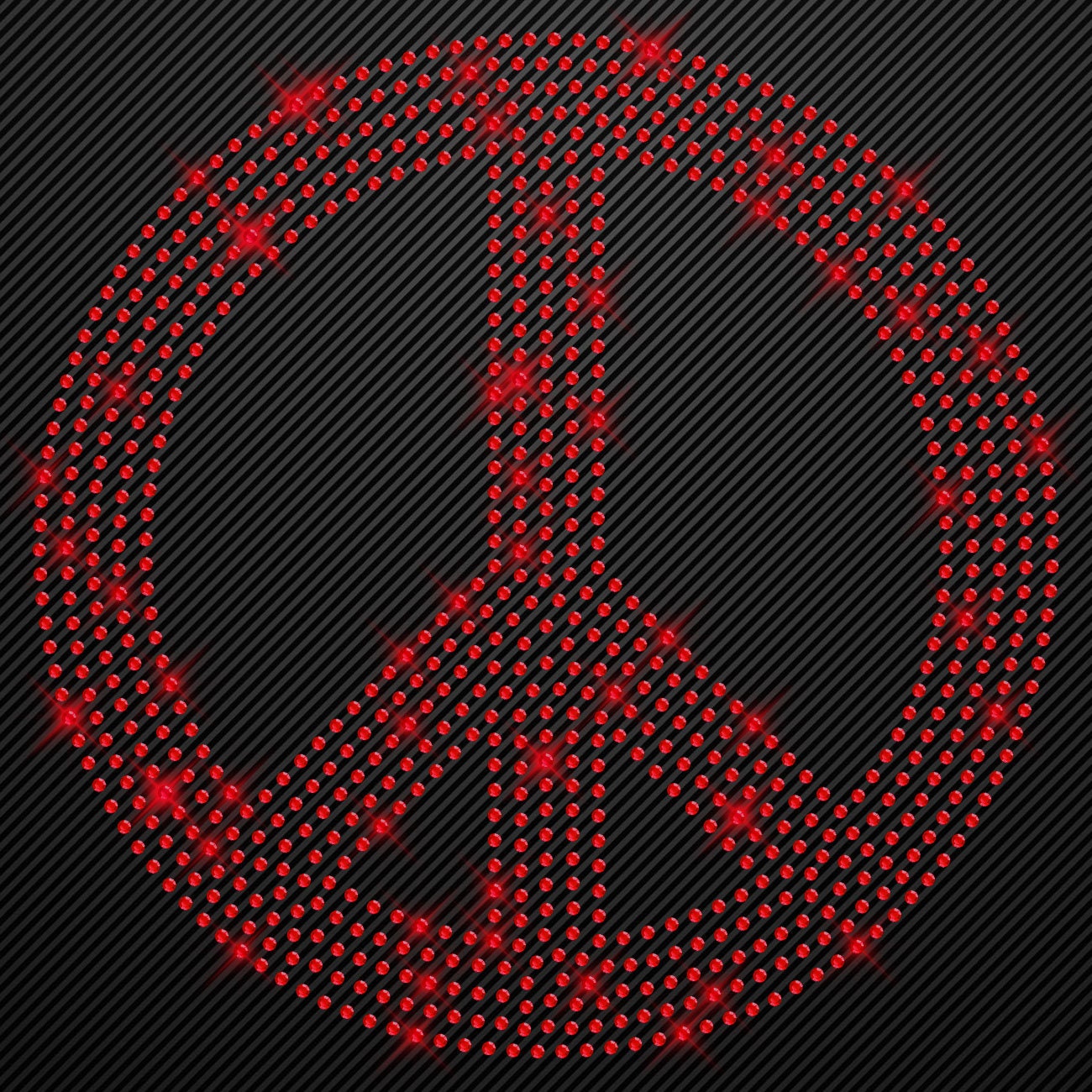 Strass Bügelbild Peace Strassmotiv zum Aufbügeln Aufbügler Peacezeichen Hotfix iron-on-rhinestone transfer Bügelmotiv Glitzer peace sign