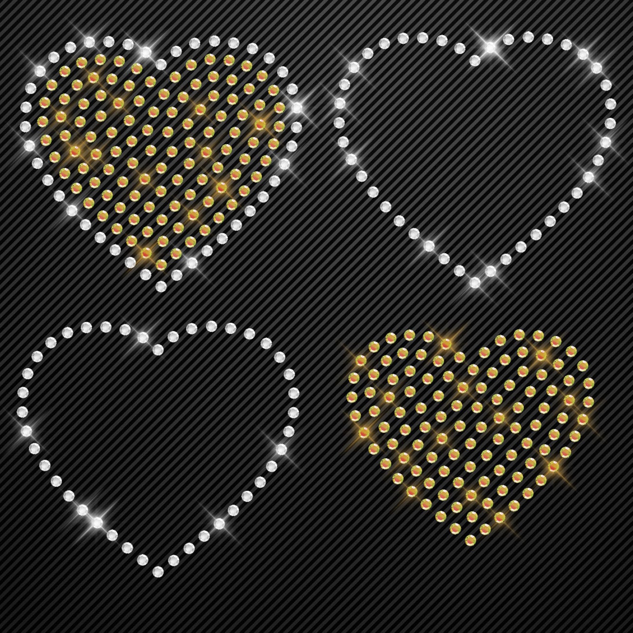Strass Bügelbild Herzen Strassmotiv zum Aufbügeln Aufbügler Herz Love Hotfix iron-on-rhinestone transfer Bügelmotiv kristall hearts Glitzer
