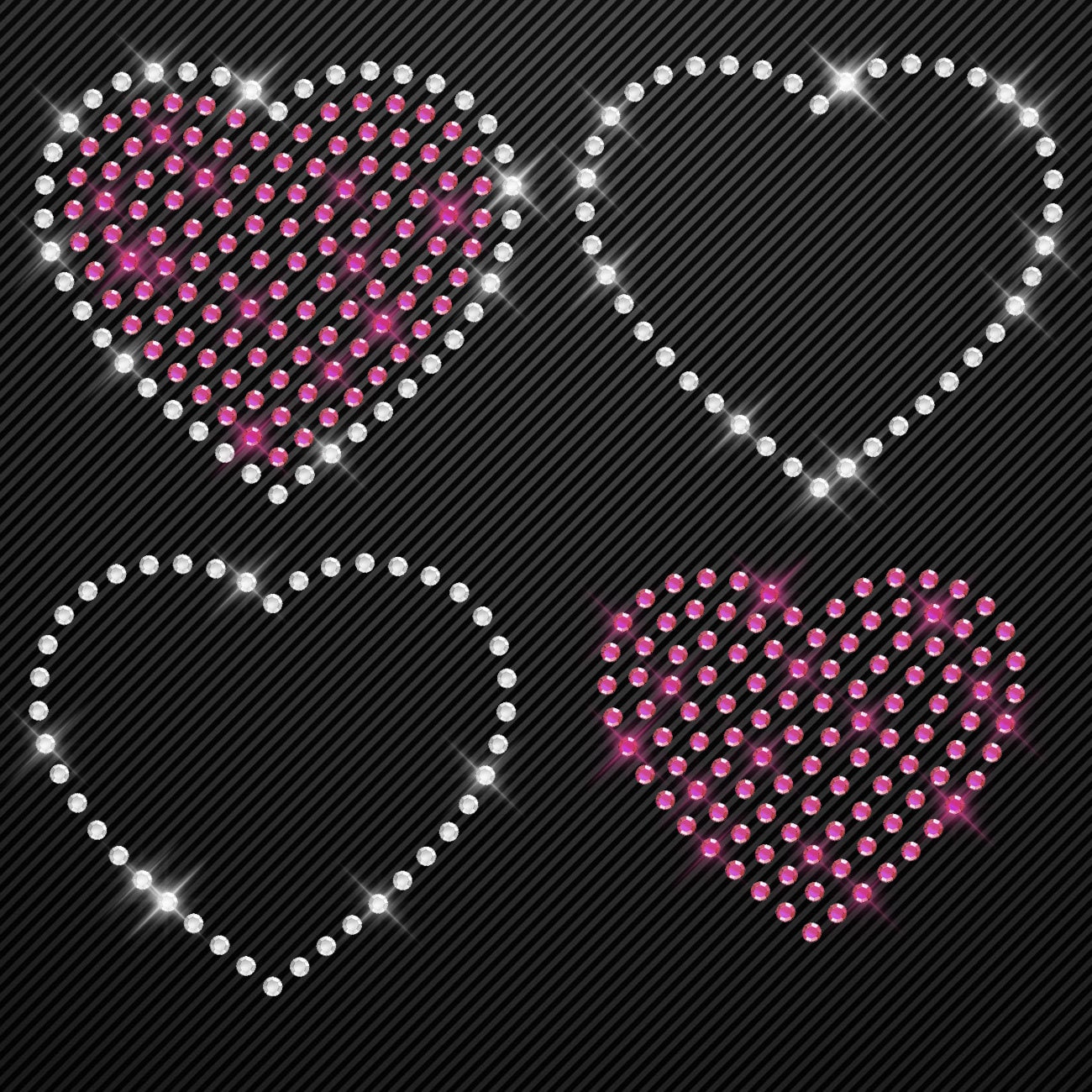 Strass Bügelbild Herzen Strassmotiv zum Aufbügeln Aufbügler Herz Love Hotfix iron-on-rhinestone transfer Bügelmotiv kristall hearts Glitzer