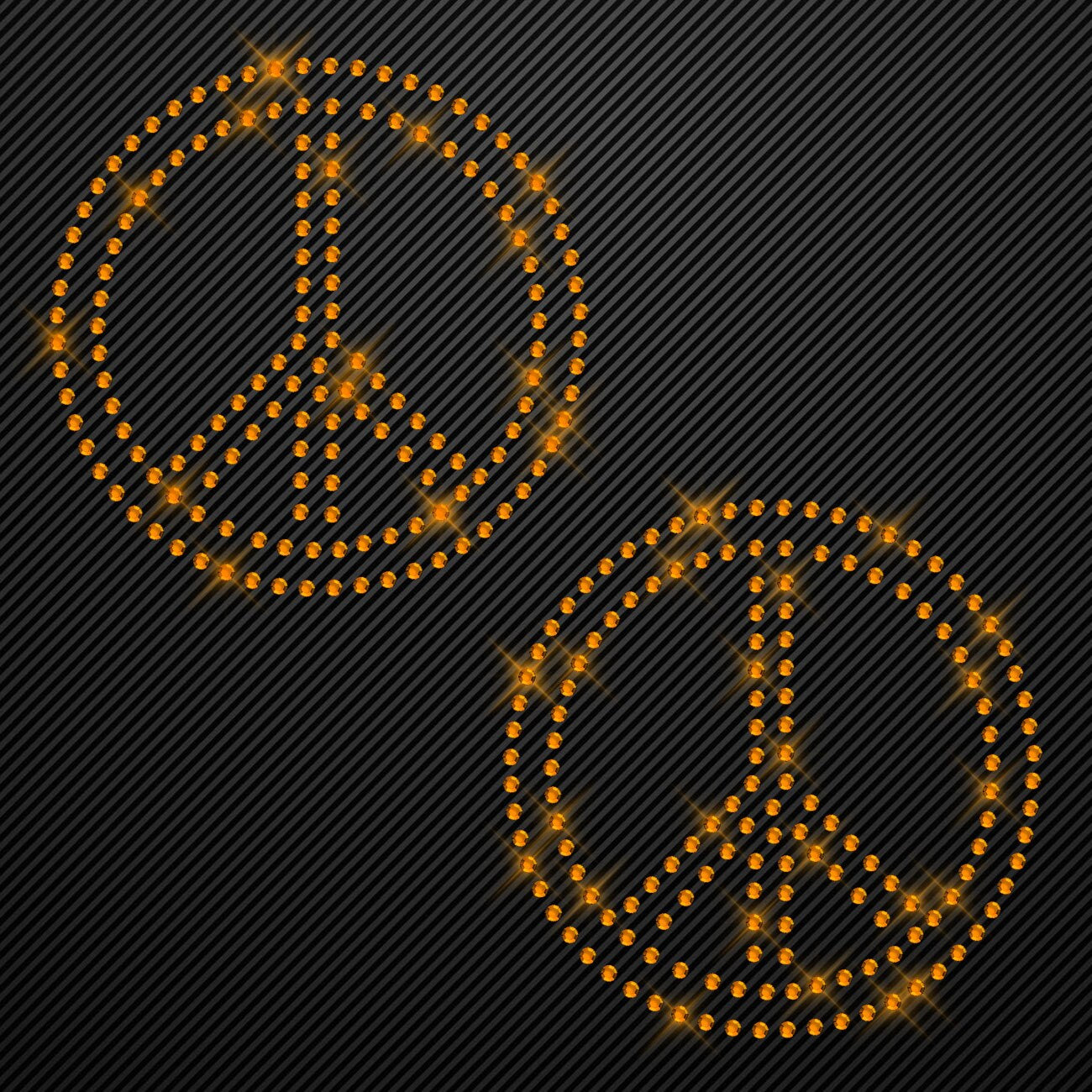 Strass Bügelbild 2 x Peace Strassmotiv zum Aufbügeln Aufbügler Peacezeichen Hotfix iron-on-rhinestone transfer Bügelmotiv Glitzer peace sign