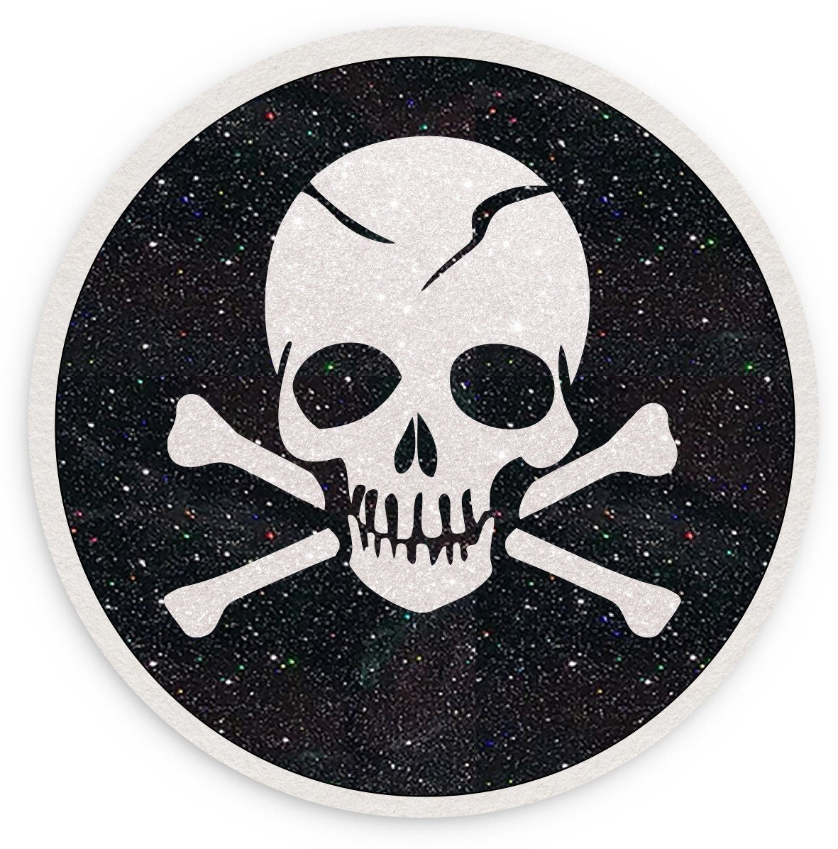 Bar Untersetzer für Gläser mit Glitzer 4er Set Totenkopf mit Knochen verschiedene Farben Bierdeckel Glasuntersetzer Getränkeuntersetzer