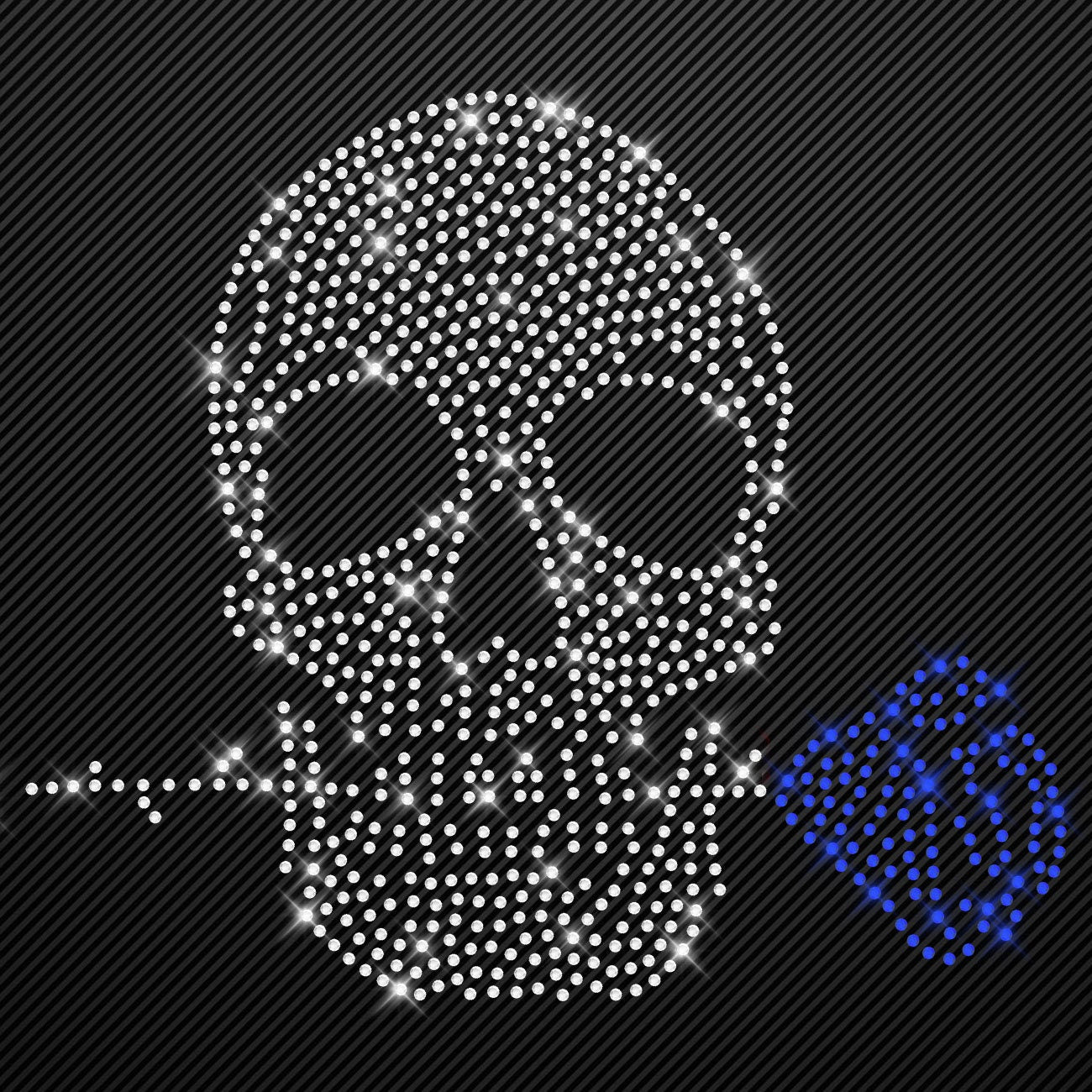 Strass Bügelbild Totenkopf mit Rose Strassmotiv zum Aufbügeln Aufbügler Skull Hotfix iron-on-rhinestone transfer Bügelmotiv kristall Schädel