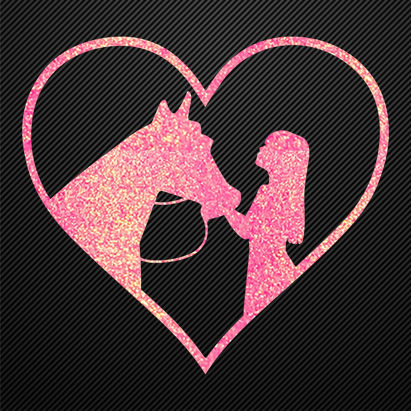 Glitzerdeals Bügelmotiv Pferdemädchen Aufbügler Pferd und Mädchen im Herz Glitzer Bügelbild Glitter Pferde Bügelmotiv Reiterin Glitzerbild
