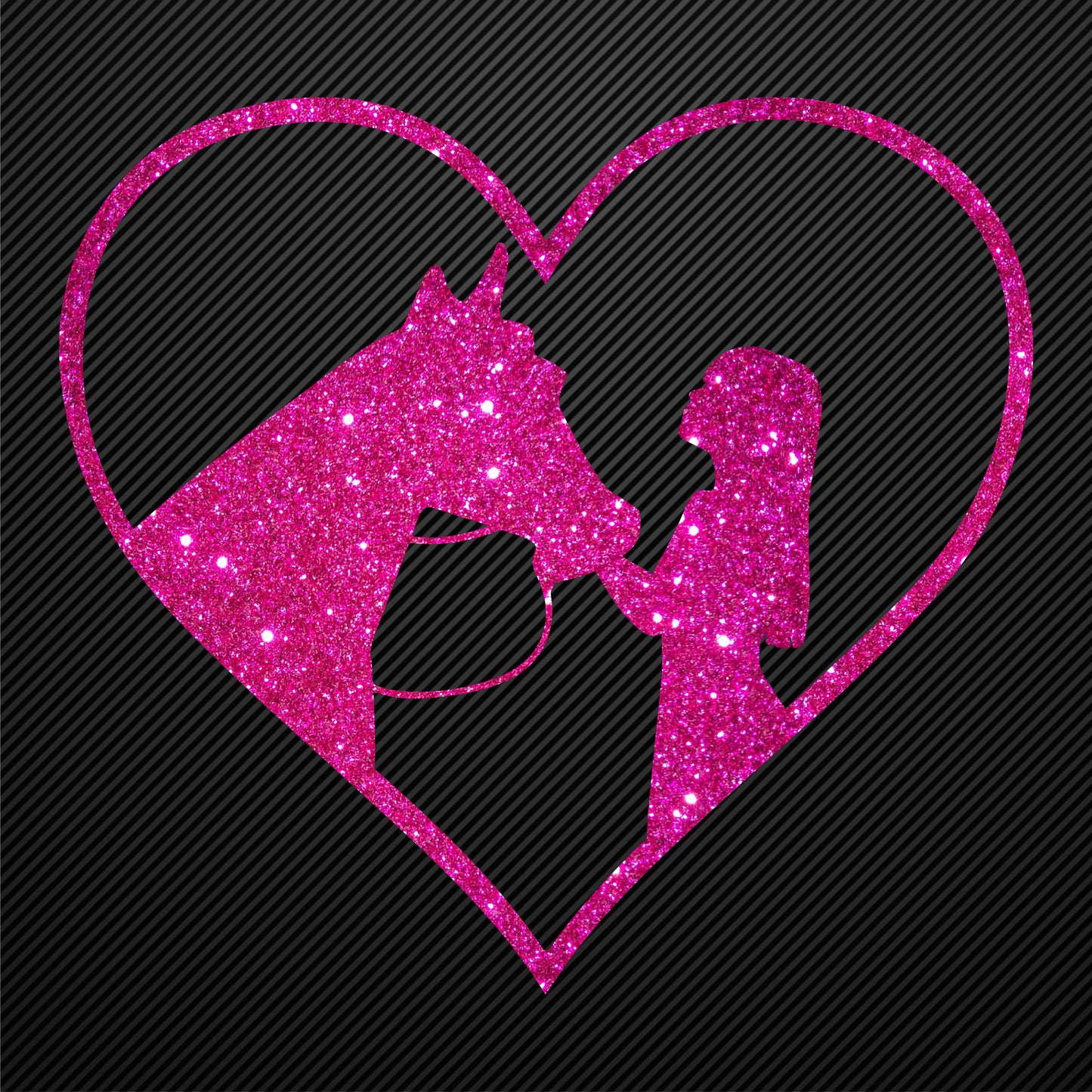 Glitzerdeals Bügelmotiv Pferdemädchen Aufbügler Pferd und Mädchen im Herz Glitzer Bügelbild Glitter Pferde Bügelmotiv Reiterin Glitzerbild
