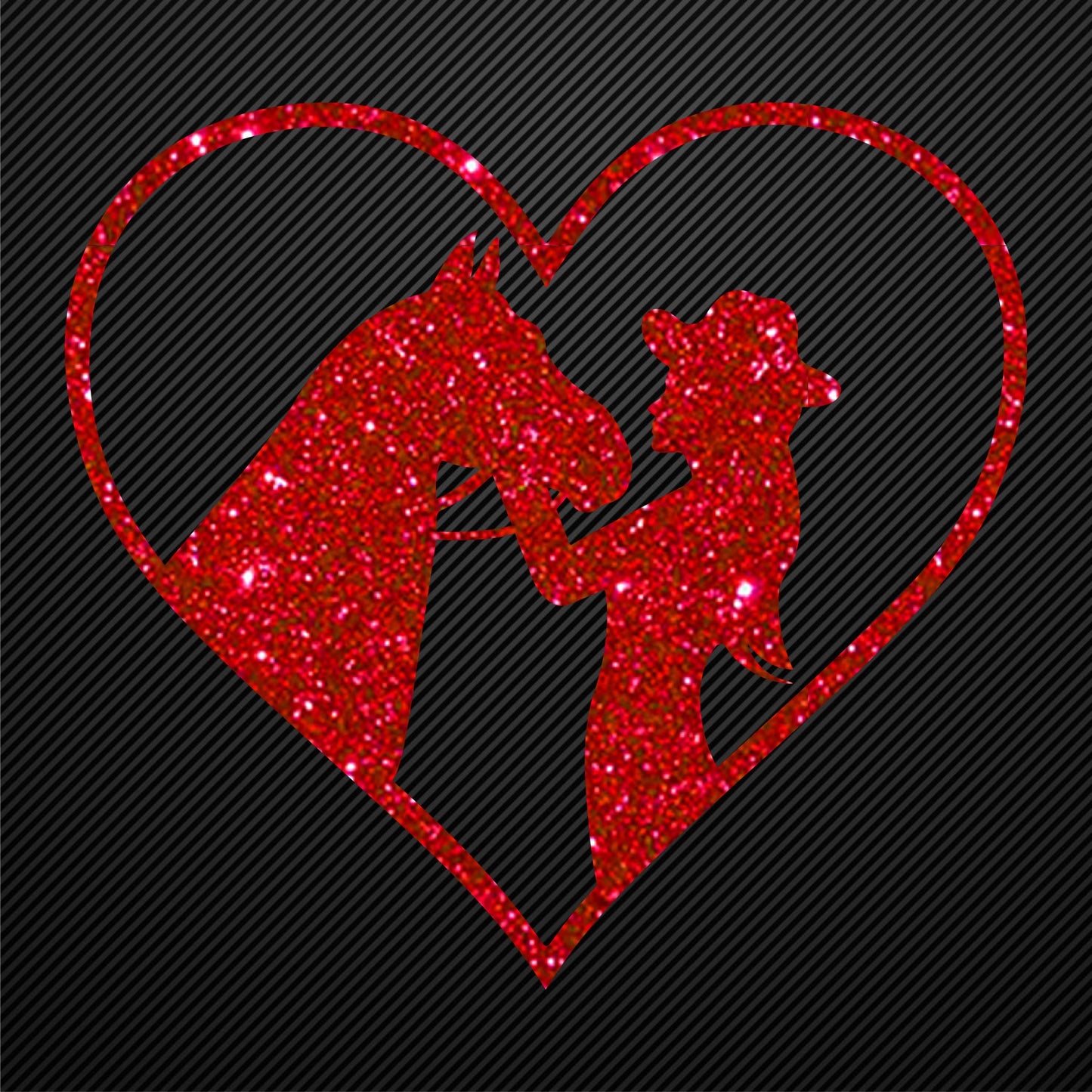 Glitzerdeals Bügelmotiv Cowgirl Aufbügler Pferd und Mädchen im Herz Glitzer Bügelbild Glitter Pferde Bügelmotiv Reiterin Glitzerbild