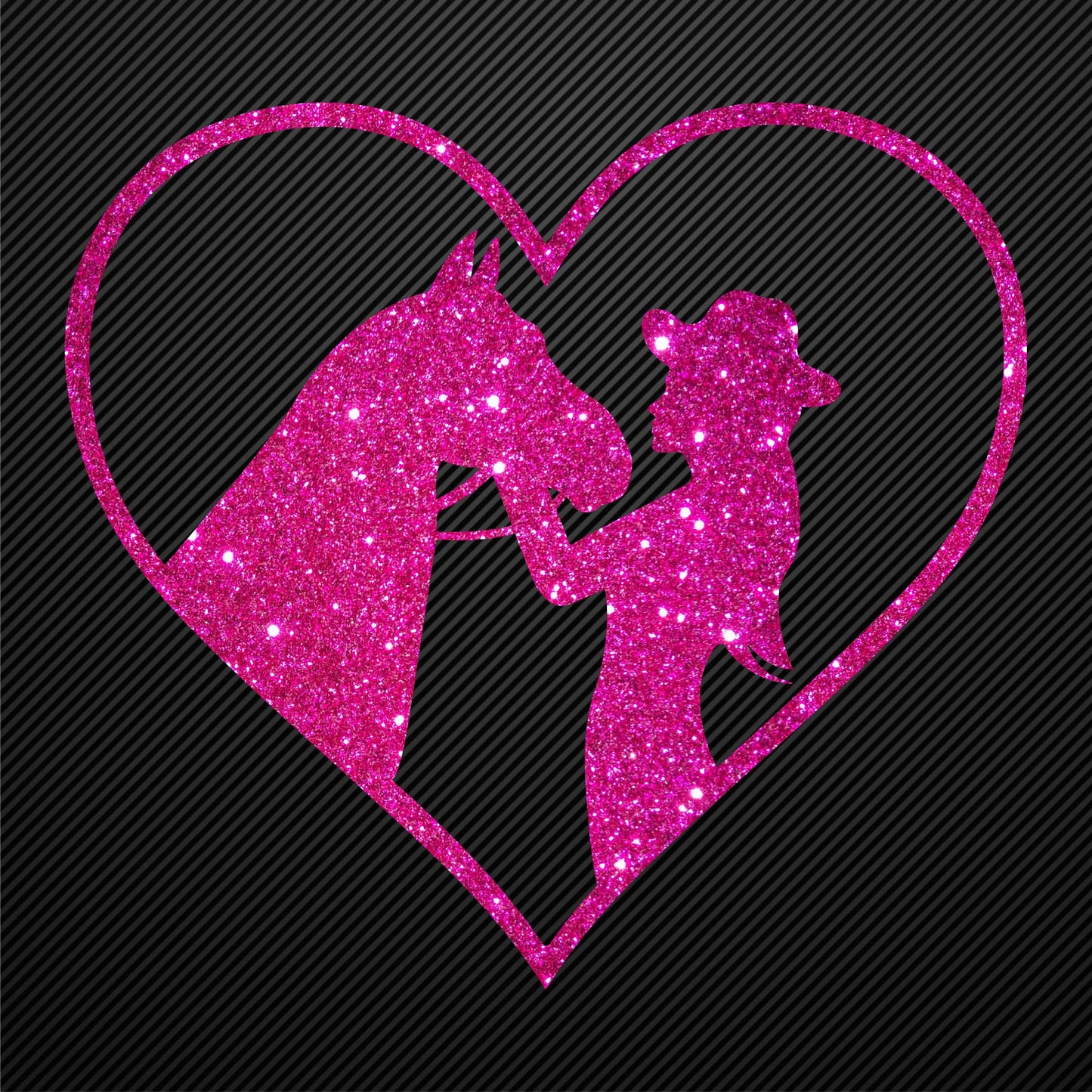 Glitzerdeals Bügelmotiv Cowgirl Aufbügler Pferd und Mädchen im Herz Glitzer Bügelbild Glitter Pferde Bügelmotiv Reiterin Glitzerbild