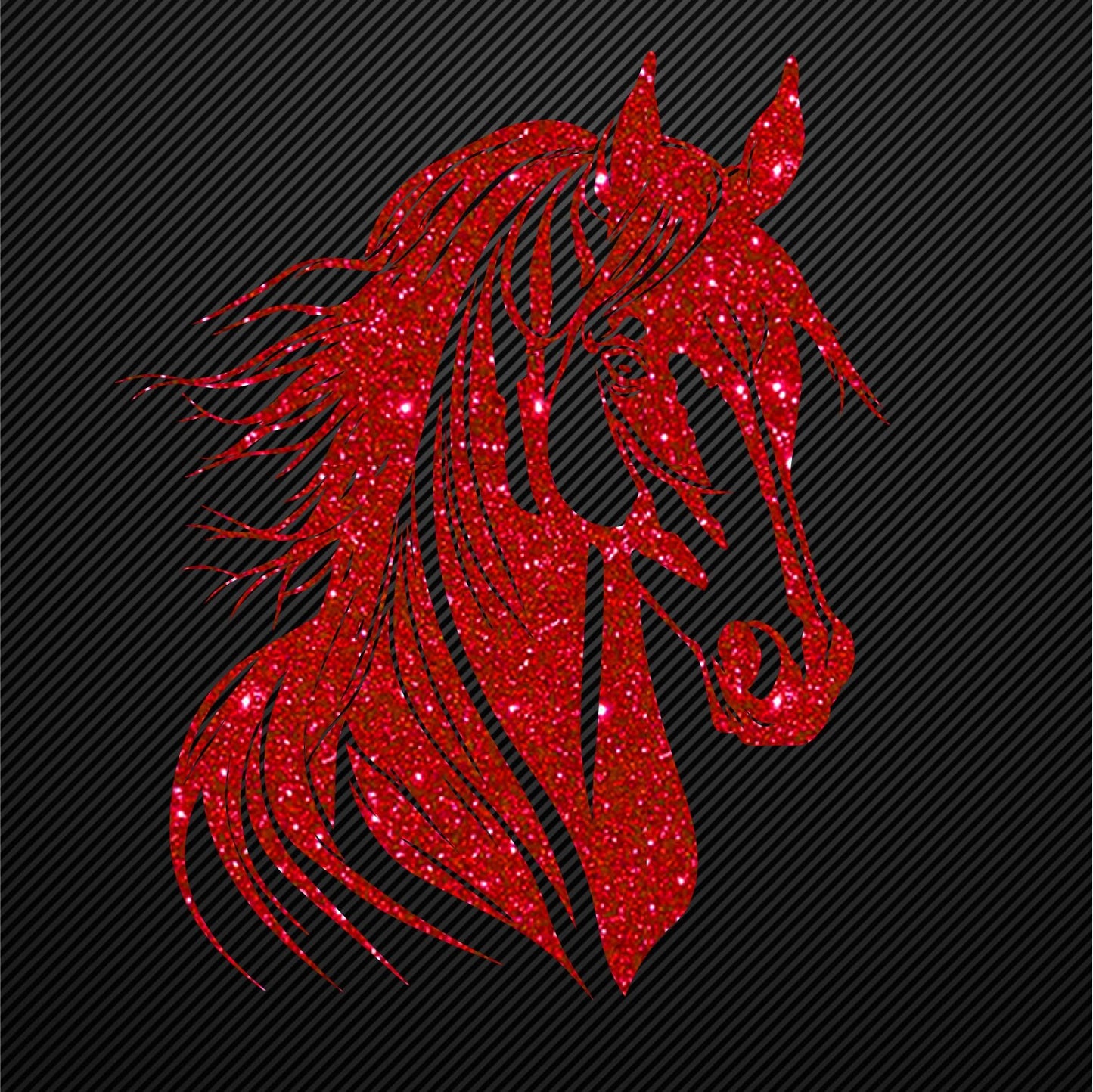 Glitzerdeals Bügelmotiv großer Pferdekopf Aufbügler Pferd Glitzer Bügelbild Glitter Pferde Bügelmotiv Reiterin Glitzerbild Reiten Pferdebild