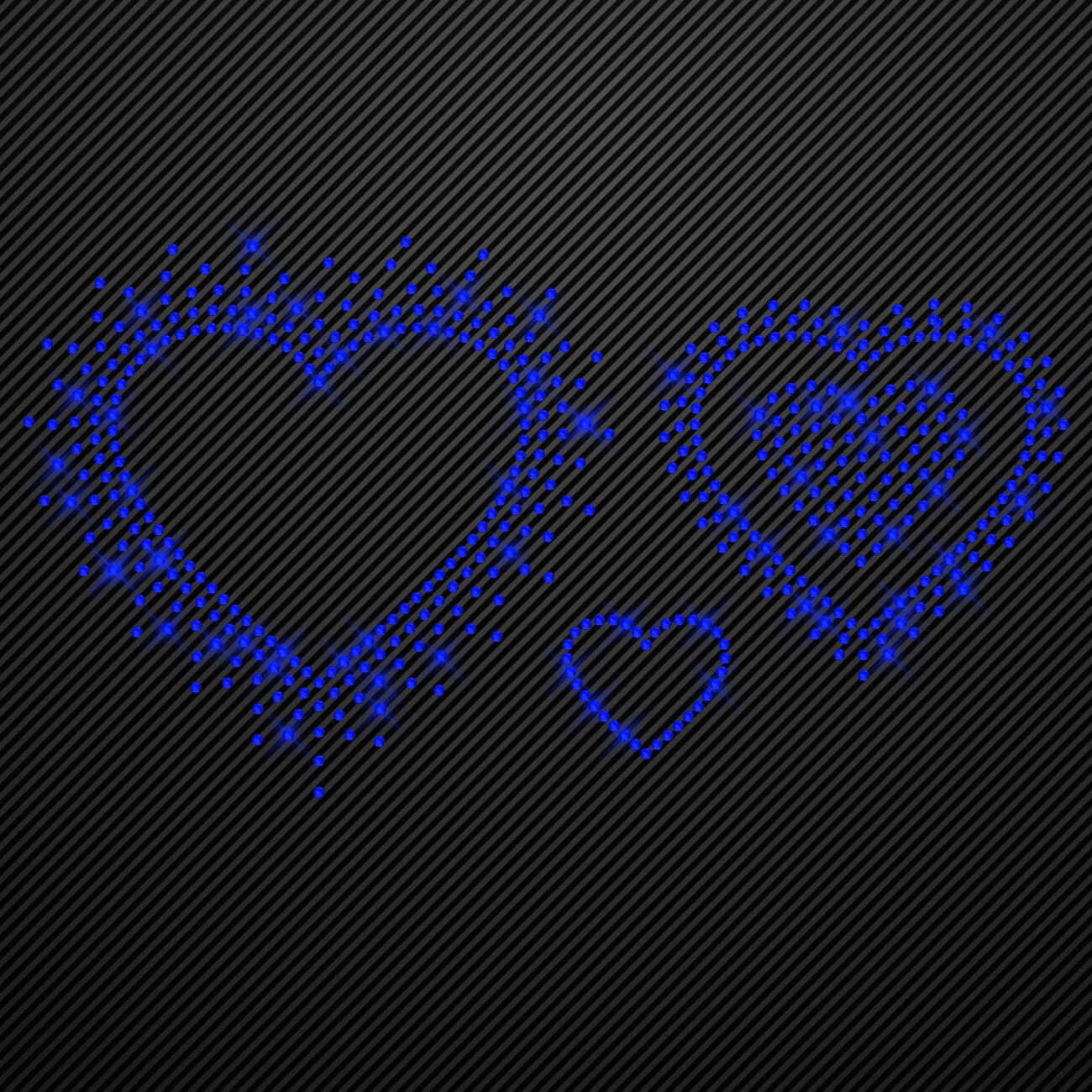 Strass Bügelbild Herzen 3er Set Strassmotiv zum Aufbügeln Aufbügler Herz Hotfix iron-on-rhinestone transfer hearts Bügelmotiv Strass Herz