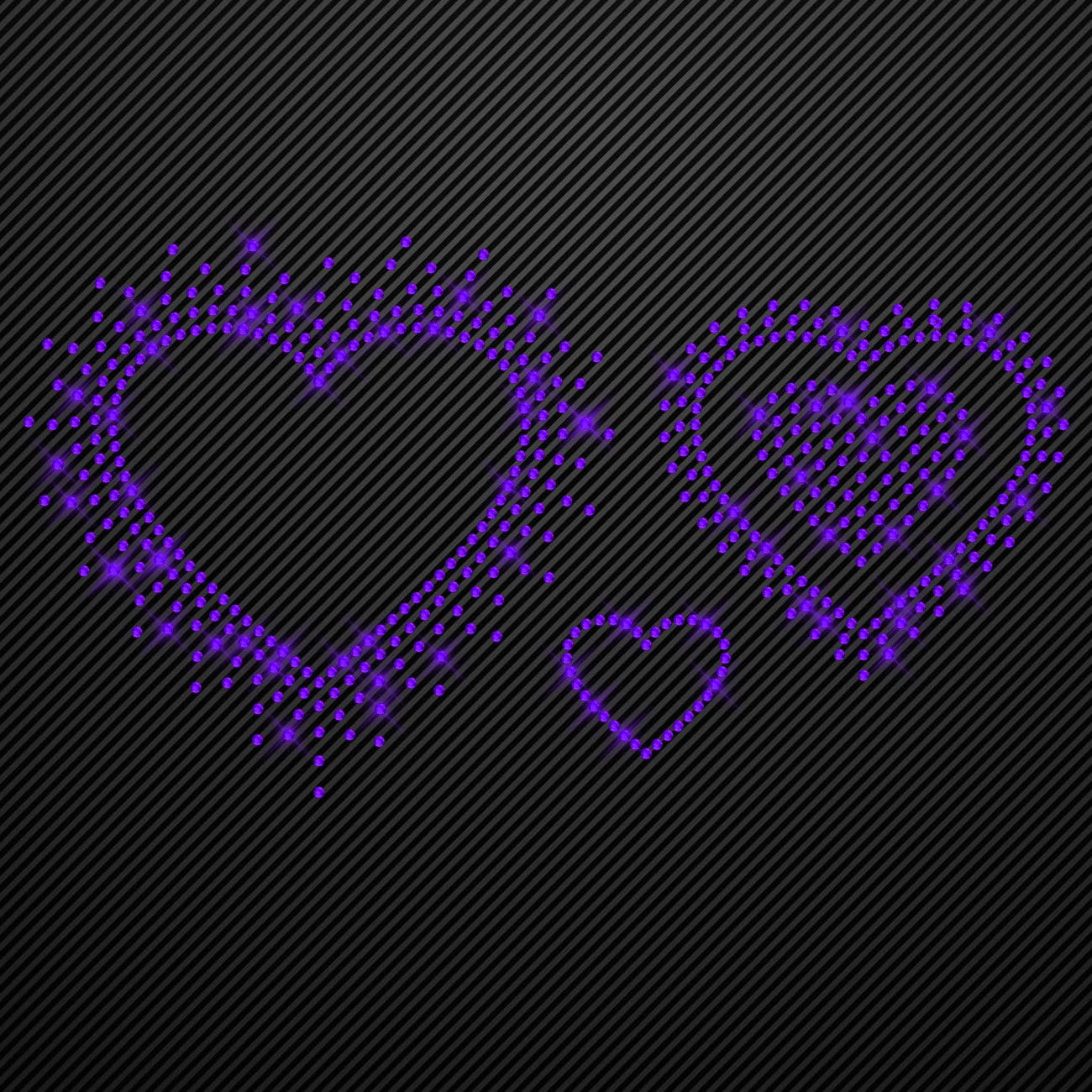 Strass Bügelbild Herzen 3er Set Strassmotiv zum Aufbügeln Aufbügler Herz Hotfix iron-on-rhinestone transfer hearts Bügelmotiv Strass Herz