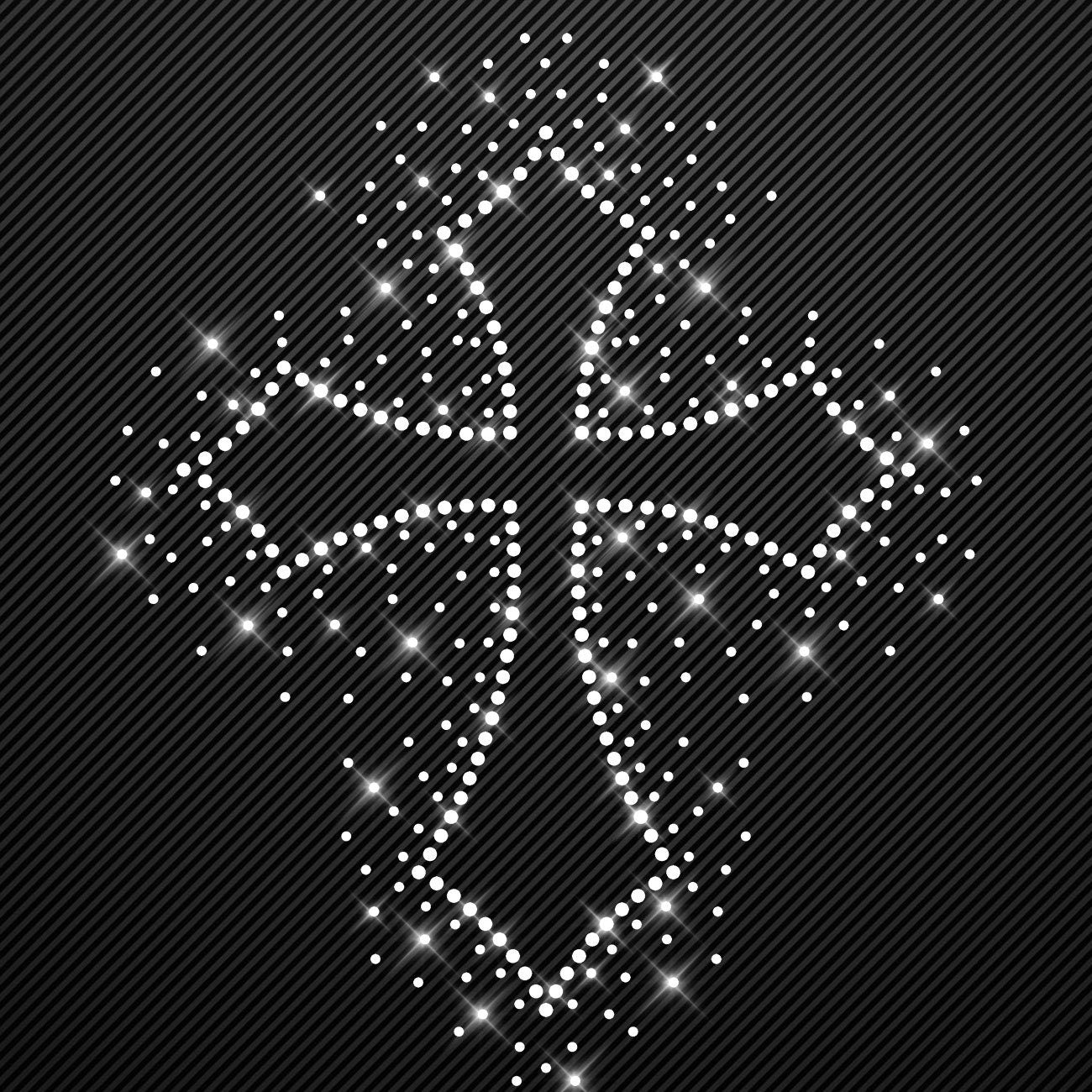Strass Bügelbild Kreuz zweifarbig Strassmotiv zum Aufbügeln Aufbügler Bügelmotiv Glitzerbild rhinestone transfer Cross Faith Gothic Believe