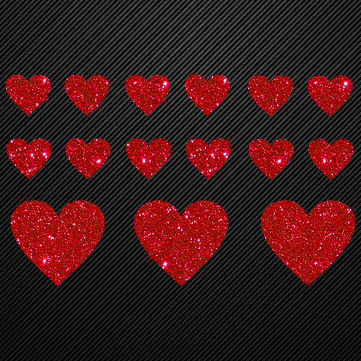 Glitzerdeals Bügelbild Glitzer Herzen zum Aufbügeln Aufbügler Glitzer Herz Bügelmotiv Glitter Herz Set Glitzerbild Bügelbilder mit Glitzer