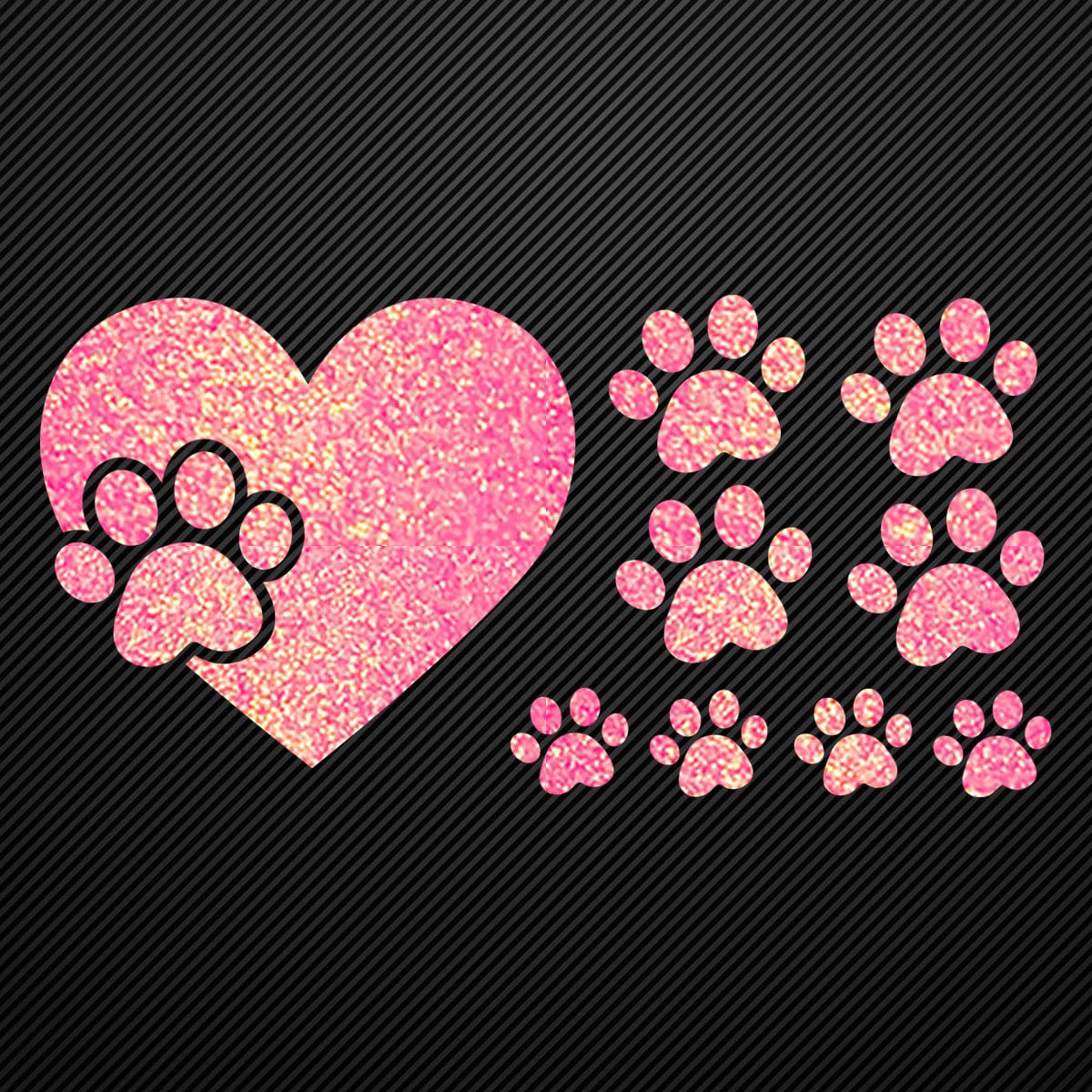 Glitzerdeals Bügelbild Glitzer Pfoten zum Aufbügeln Aufbügler Pfote im Herz Bügelmotiv Glitter Set Glitzerbild Bügelbilder mit Glitzer