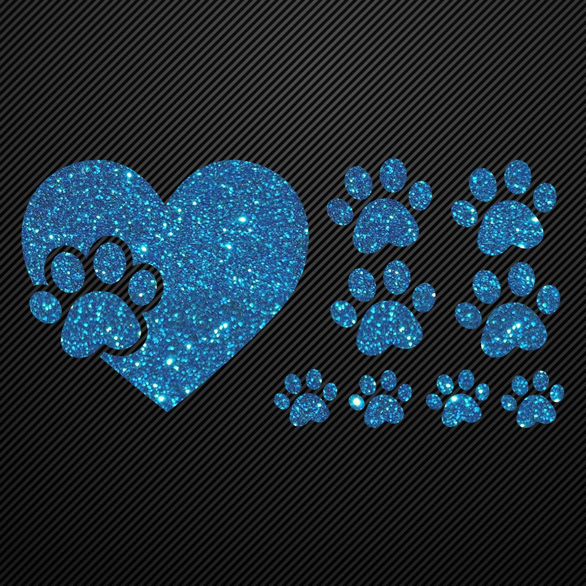 Glitzerdeals Bügelbild Glitzer Pfoten zum Aufbügeln Aufbügler Pfote im Herz Bügelmotiv Glitter Set Glitzerbild Bügelbilder mit Glitzer