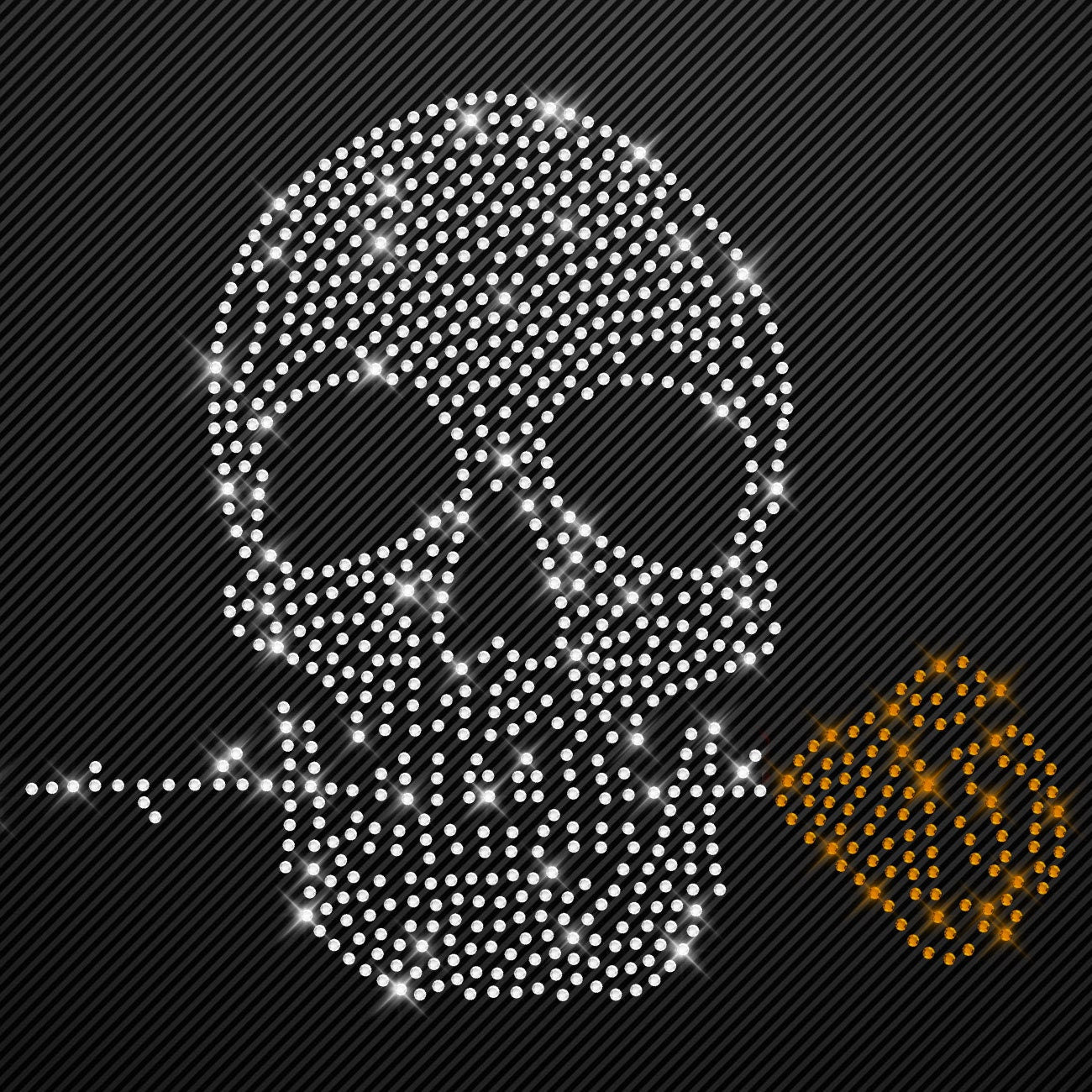 Strass Bügelbild Totenkopf mit Rose Strassmotiv zum Aufbügeln Aufbügler Skull Hotfix iron-on-rhinestone transfer Bügelmotiv kristall Schädel