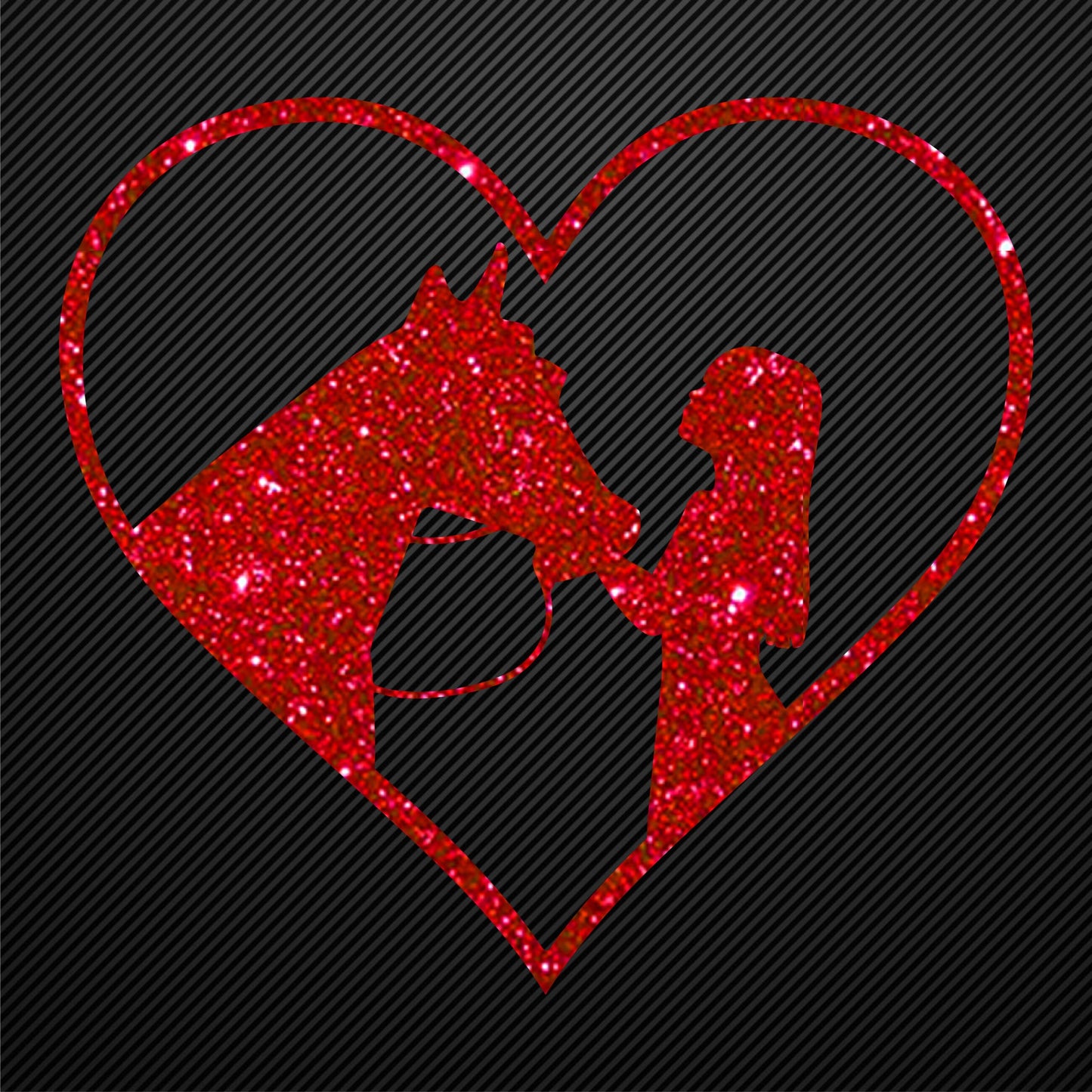 Glitzerdeals Bügelmotiv Pferdemädchen Aufbügler Pferd und Mädchen im Herz Glitzer Bügelbild Glitter Pferde Bügelmotiv Reiterin Glitzerbild