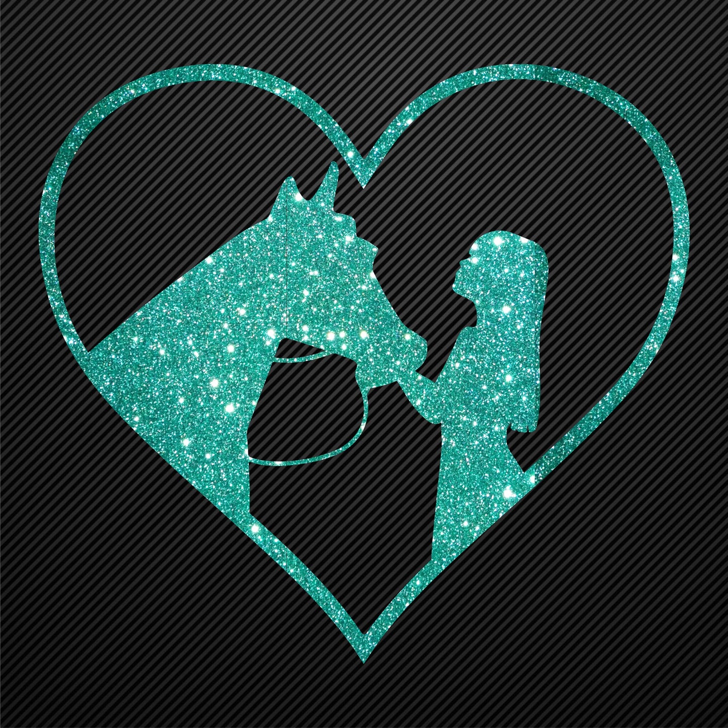 Glitzerdeals Bügelmotiv Pferdemädchen Aufbügler Pferd und Mädchen im Herz Glitzer Bügelbild Glitter Pferde Bügelmotiv Reiterin Glitzerbild