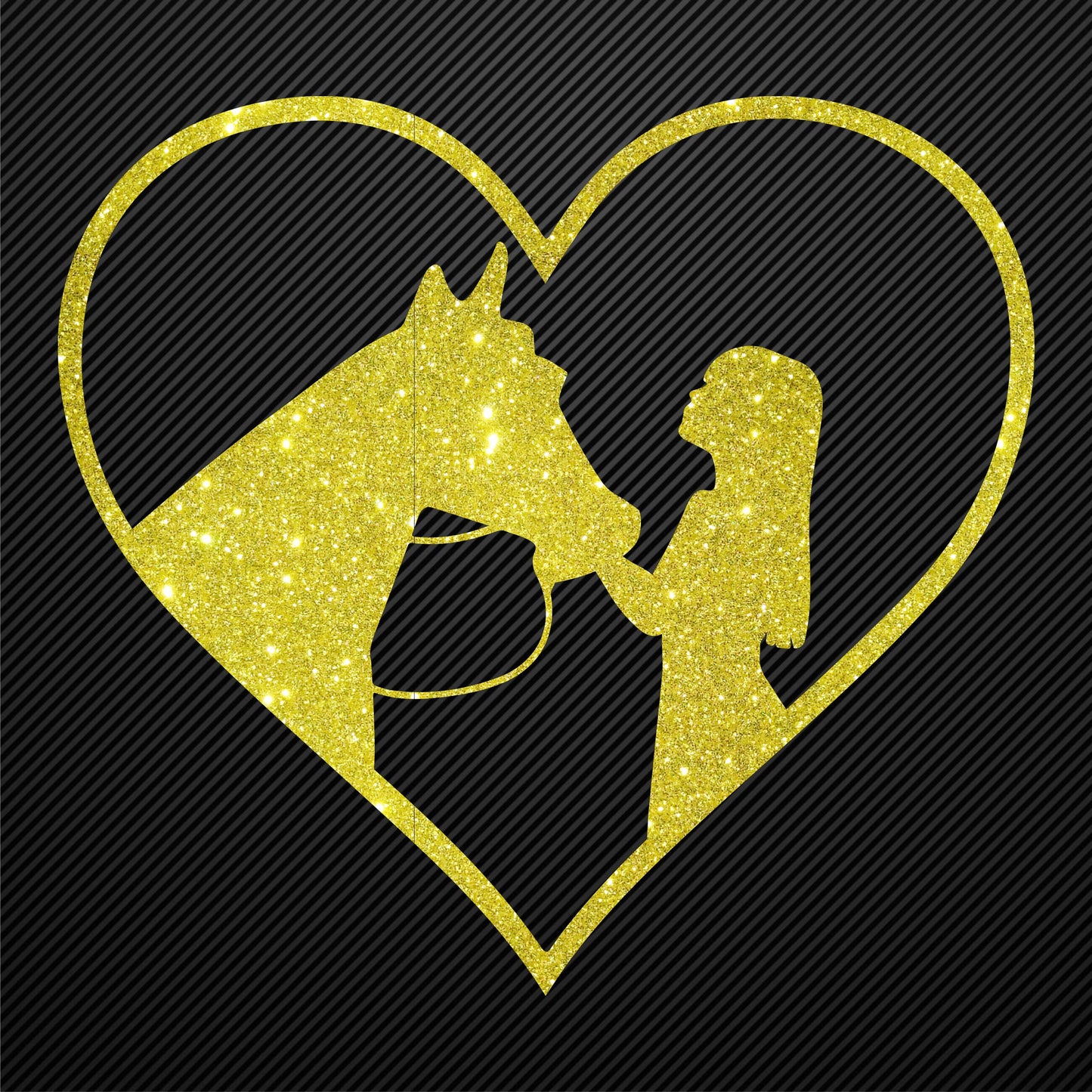Glitzerdeals Bügelmotiv Pferdemädchen Aufbügler Pferd und Mädchen im Herz Glitzer Bügelbild Glitter Pferde Bügelmotiv Reiterin Glitzerbild